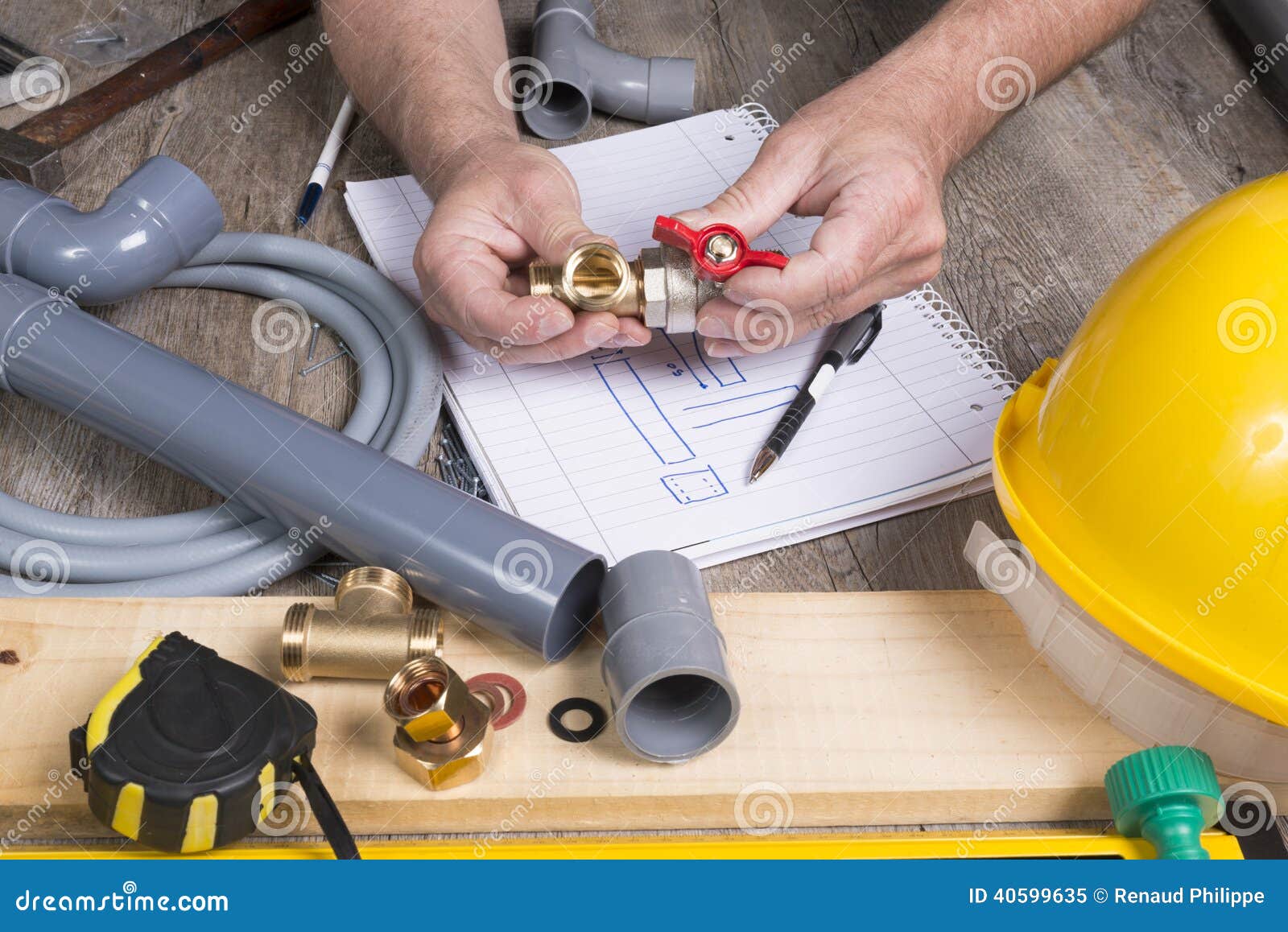 Plumbing Doityourself with Different Tools Stock Image Image of