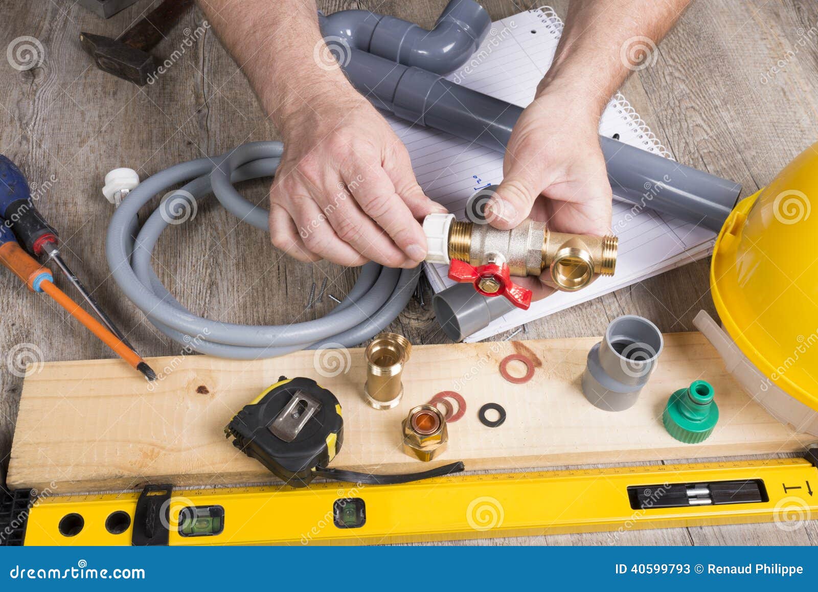 Plumbing Doityourself with Different Tools Stock Image Image of