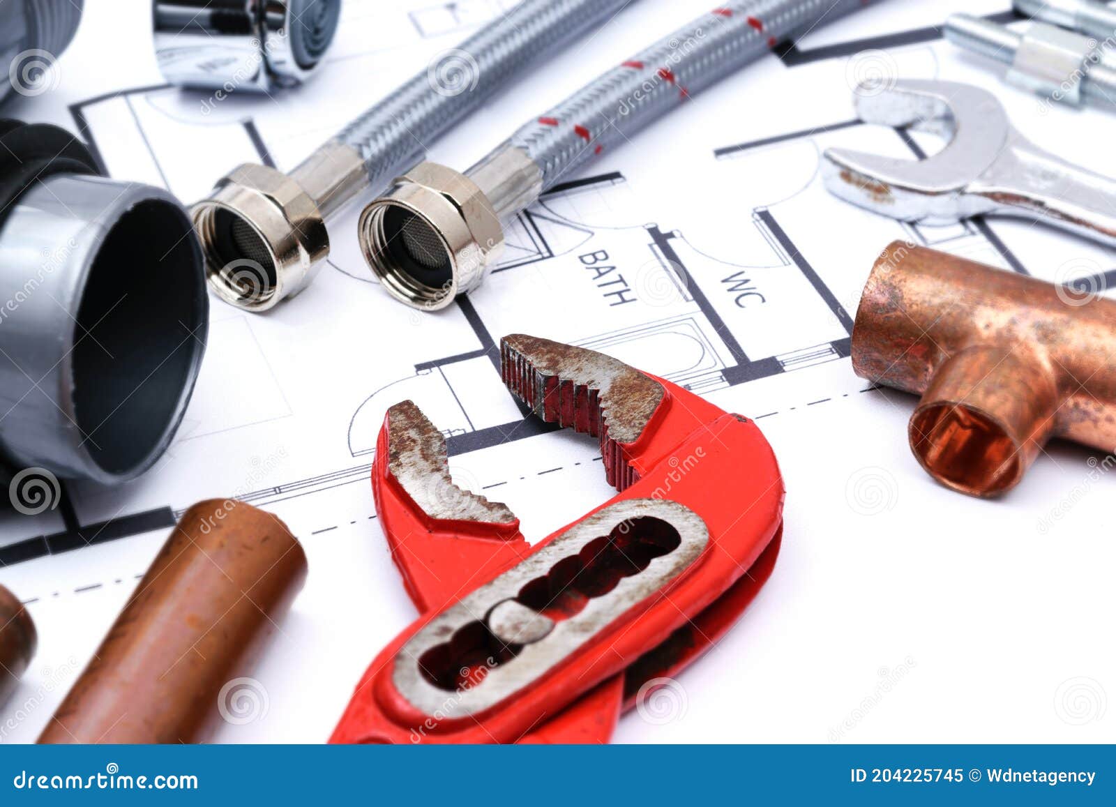 Plumbing Equipment on a House Plan Stock Image Image of mechanical
