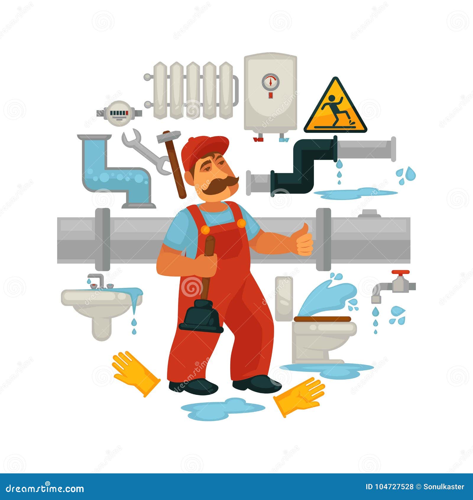 Plumber Pipe #2 Repair Plumbing Service Handyman House Pipe Man Sink Water Professional Kitchen .SVG .PNG Clipart Clipart Vector Cut Cutting