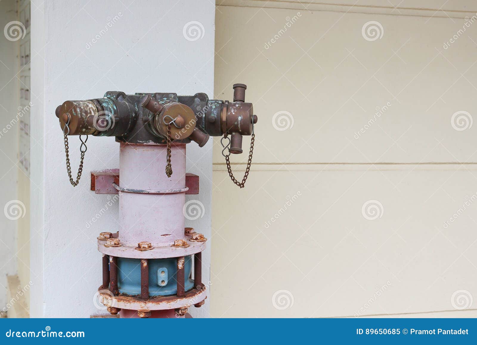 Plumbing Fire Hydrant in a Metal Line Wall Stock Image Image of
