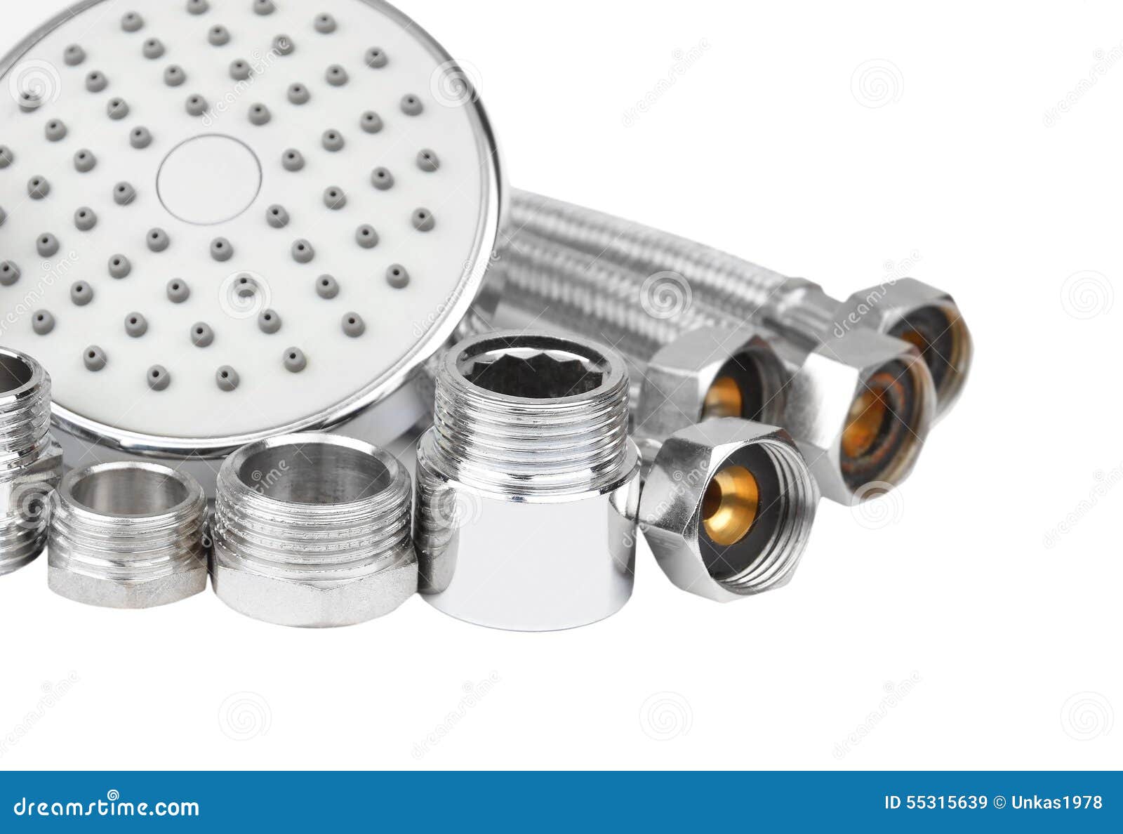 Plumbing Fitting, Hosepipe And Showerhead Stock Image Image of