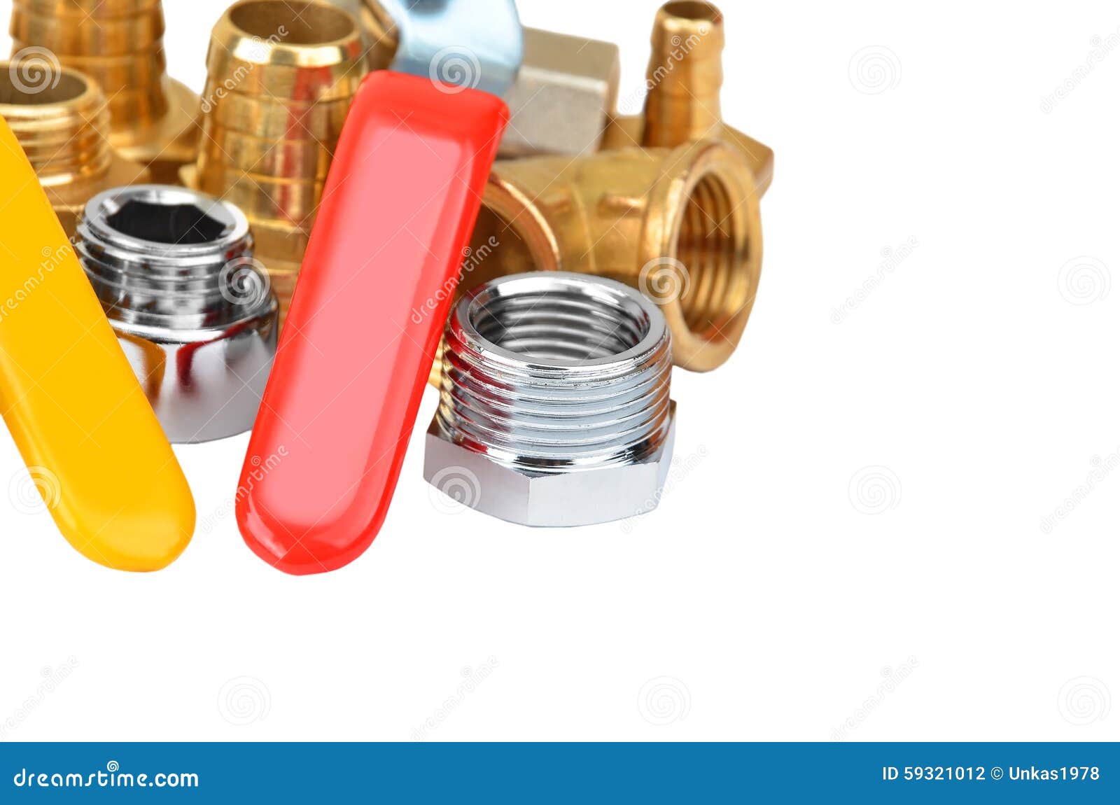 Plumbing fitting and tap stock photo. Image of isolated 59321012