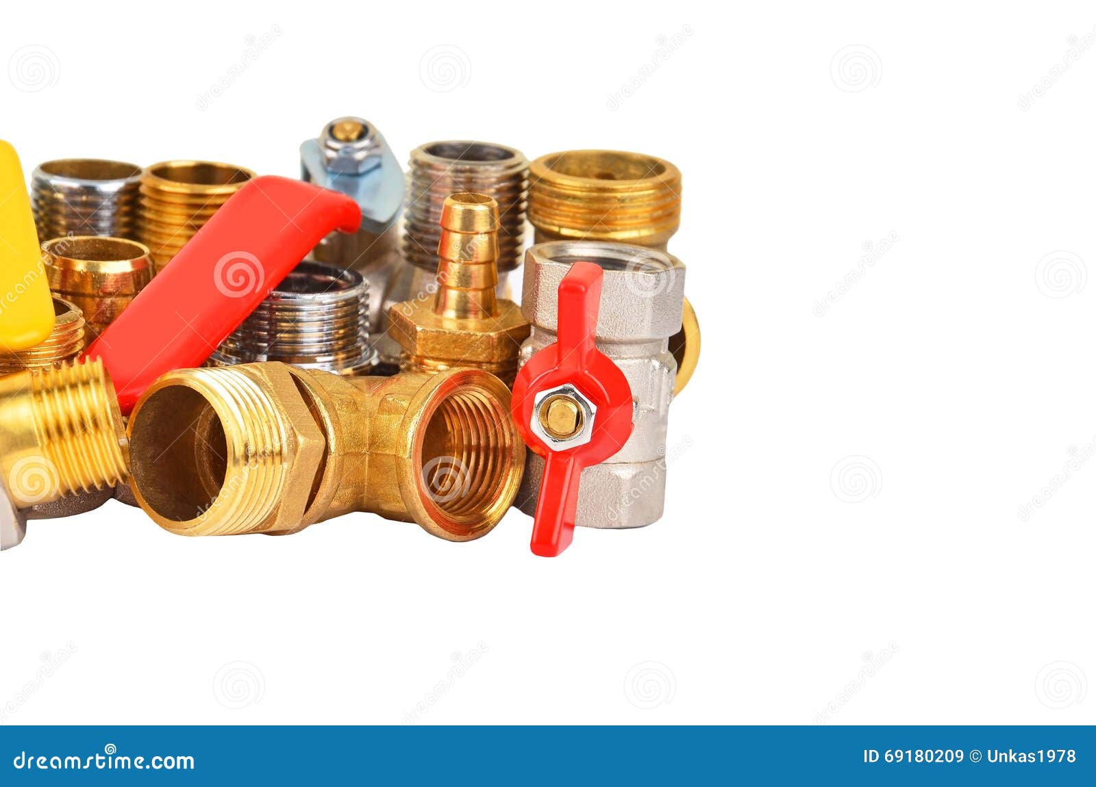 Plumbing fitting and tap stock image. Image of industrial 69180209