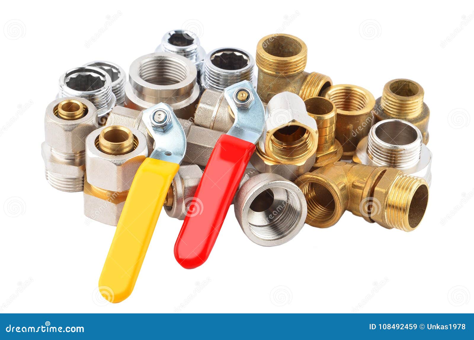 Plumbing fitting and tap stock image. Image of plumb 108492459