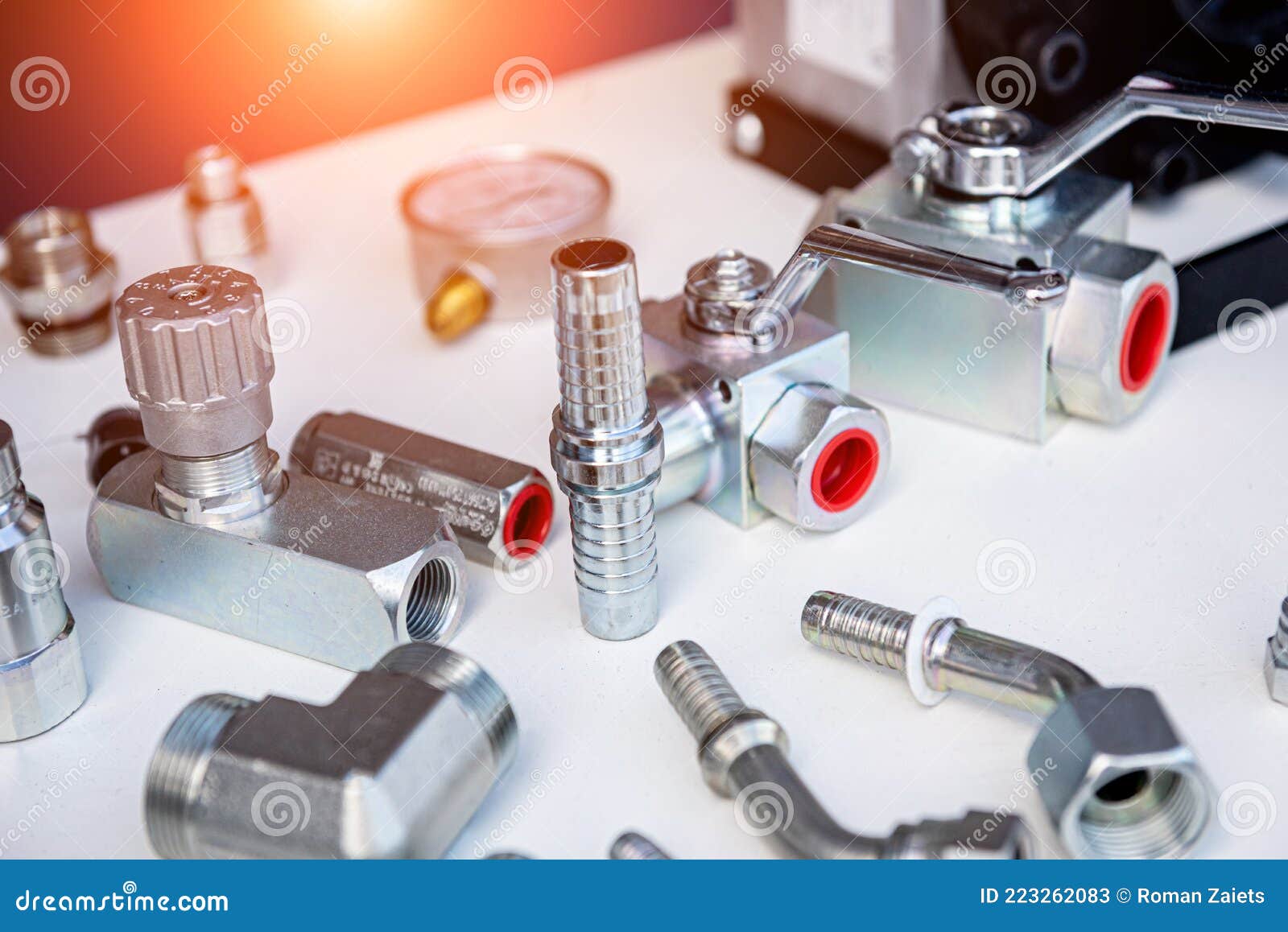 Plumbing and Fittings on a Light Background. Stock Image - Image of