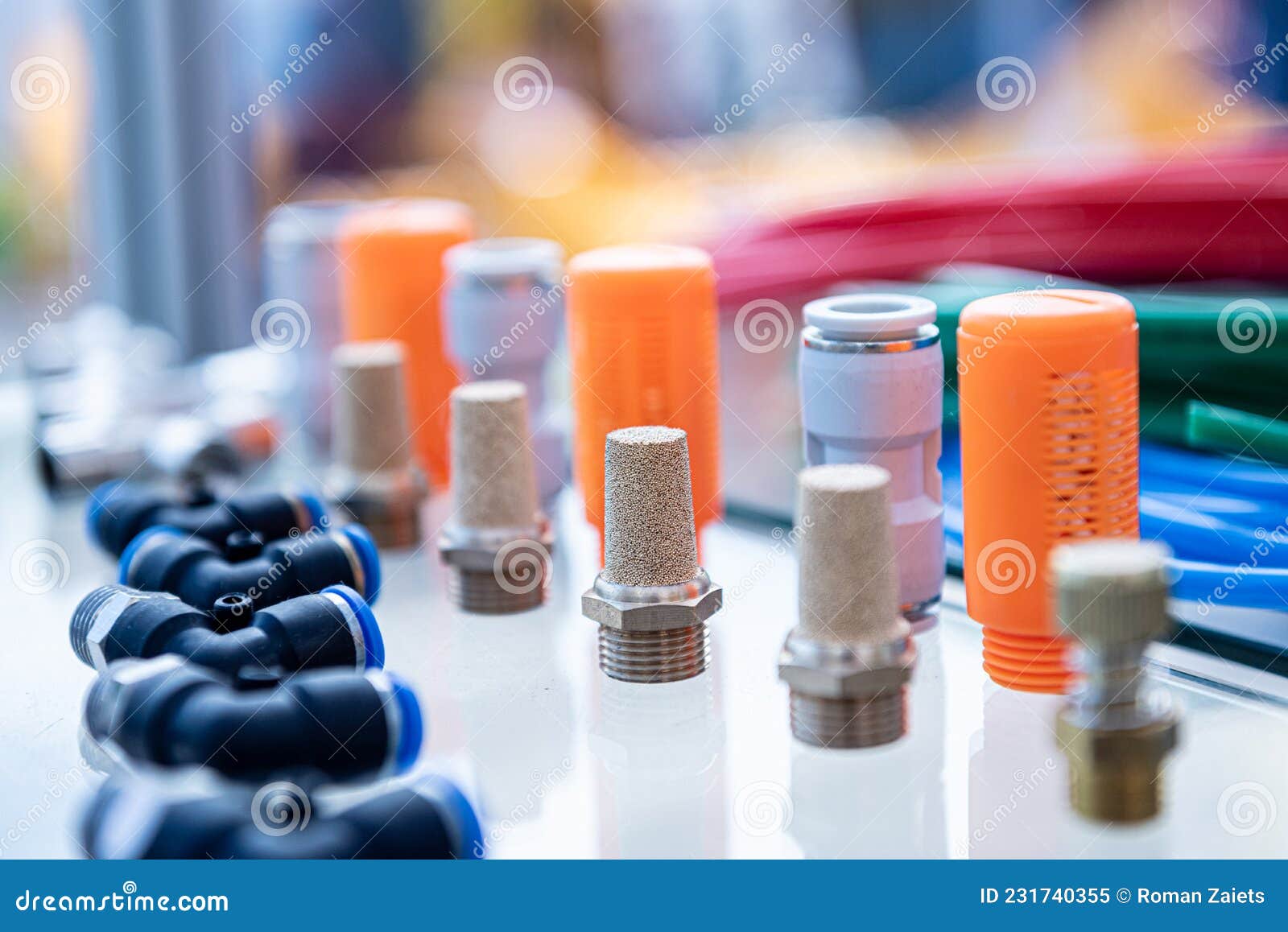 Plumbing and Fittings on a Light Background. Stock Image - Image of