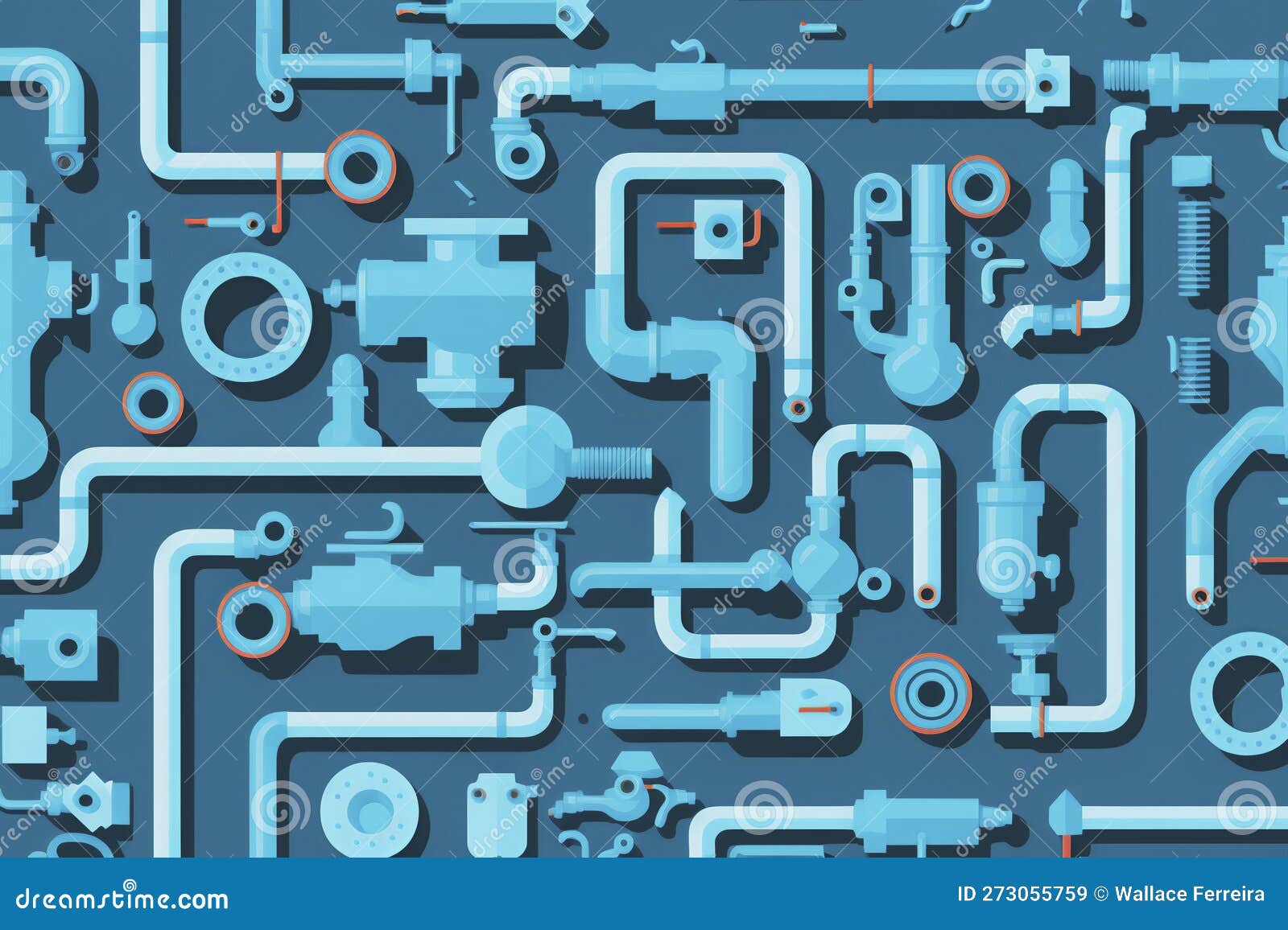 plumbing pattern in blue color and flat . generative ai.