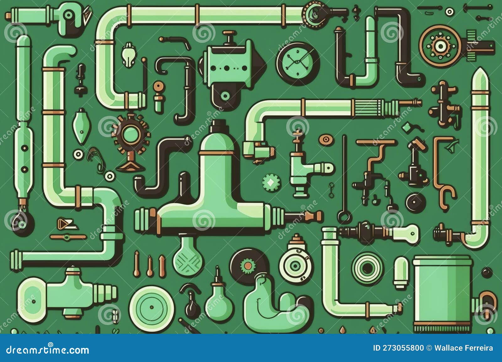 plumbing pattern in green color. generative ai.