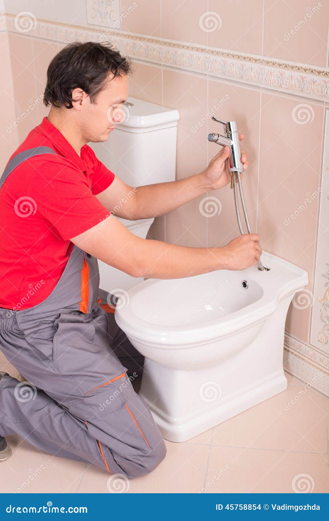 Plumbing stock photo. Image of repairman, installing 45758854