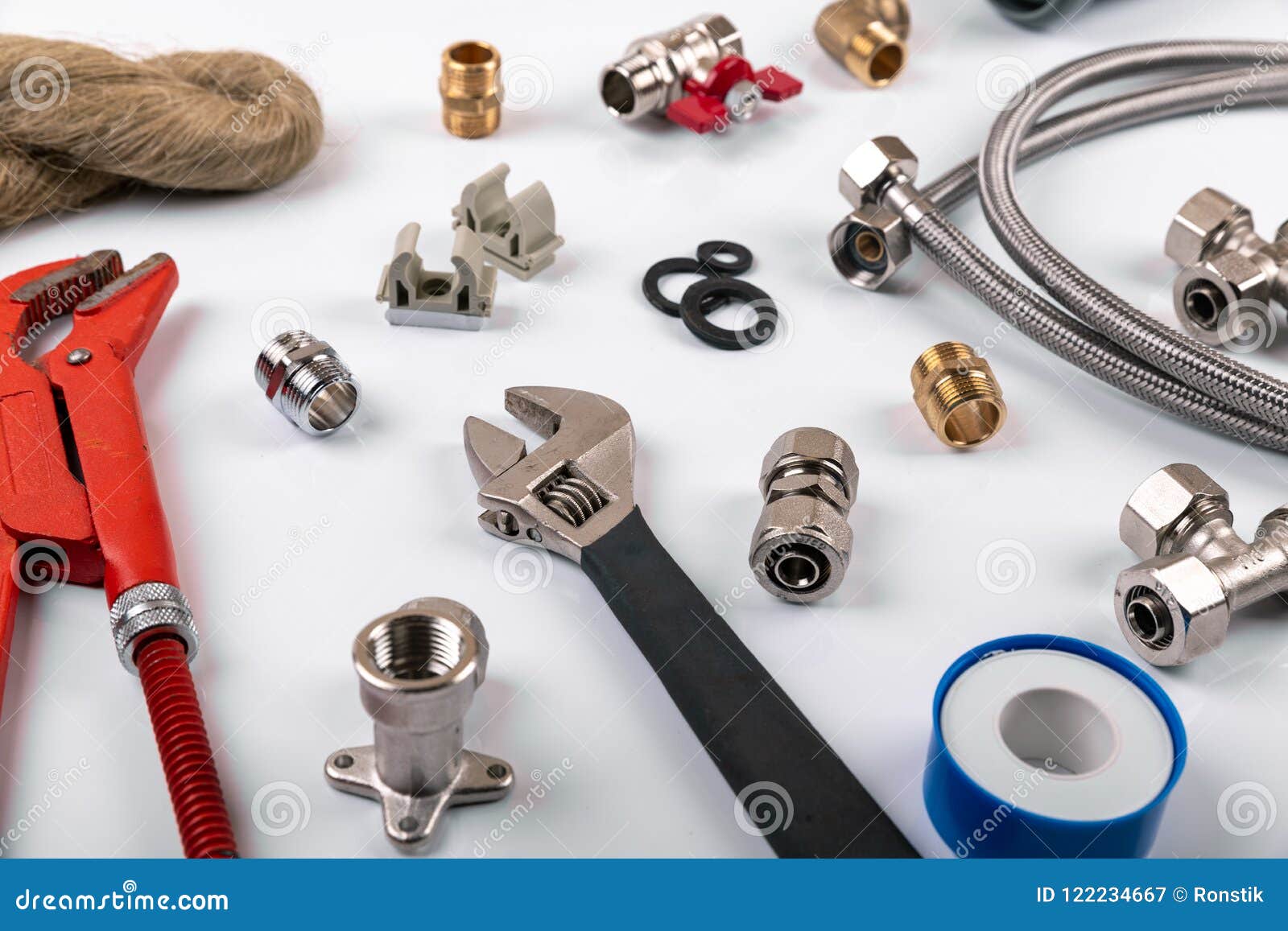 Plumbing Services Woman Plumber With Wrench Showing Phone Call