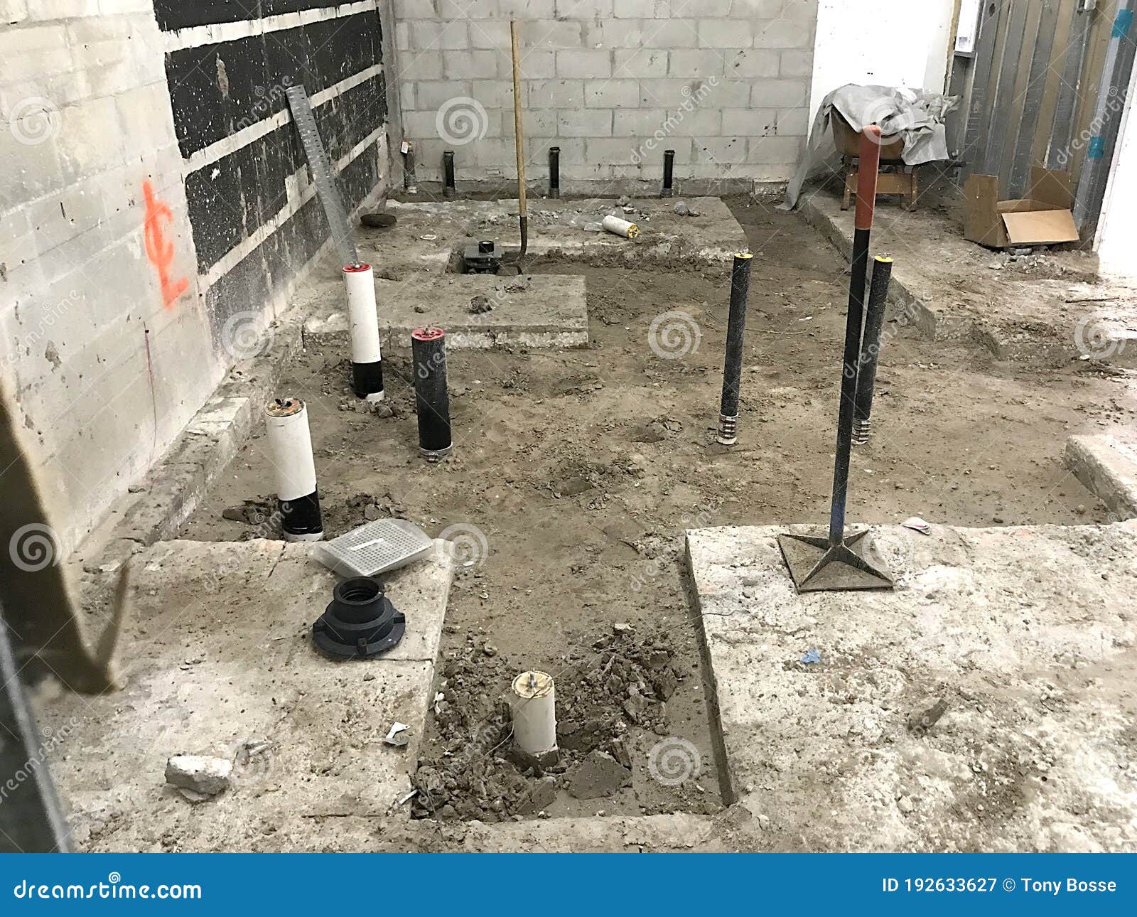 Plumbing, Under Concrete Floor Foundation Stock Image Image of