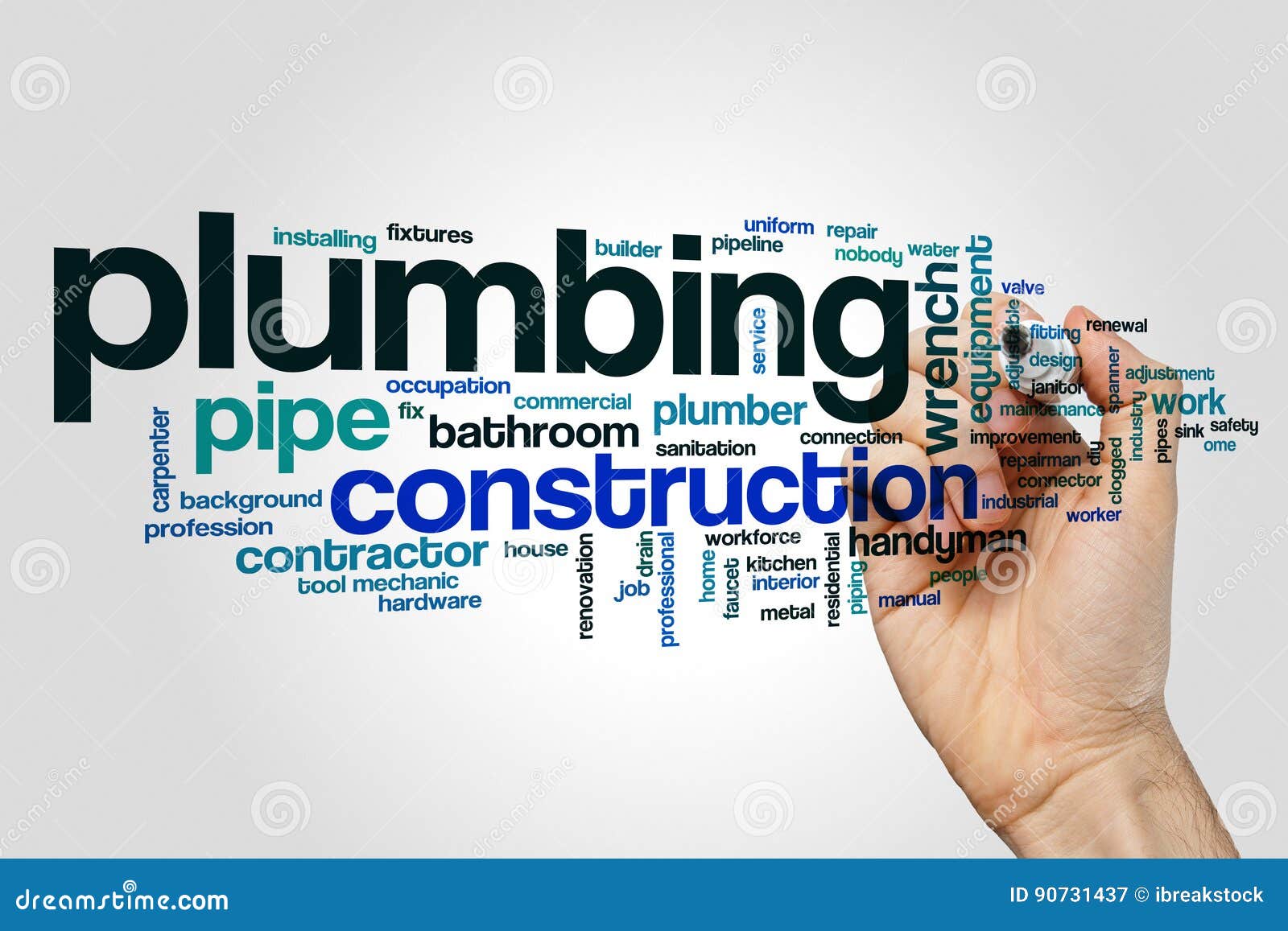 Plumbing word cloud stock image. Image of equipment, background 90731437