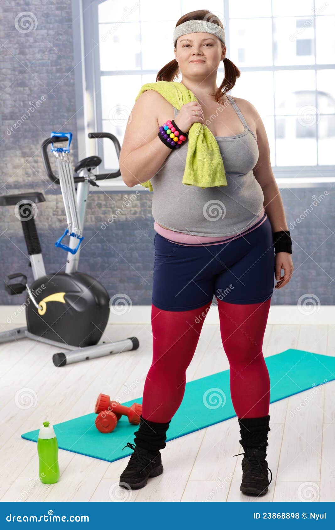 plump young woman at the gym