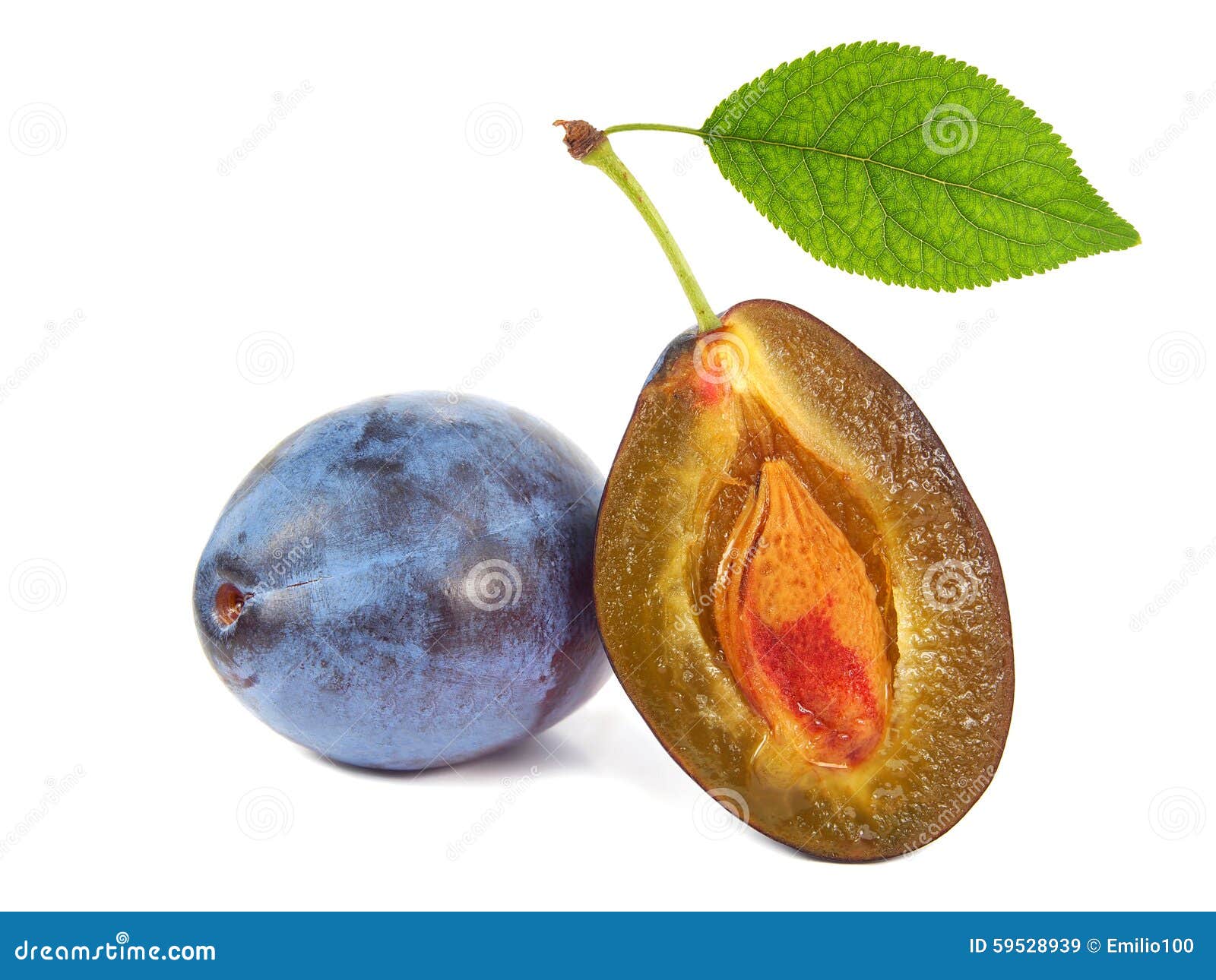 Plums with green leaf stock image. Image of healthy, cross 59528939