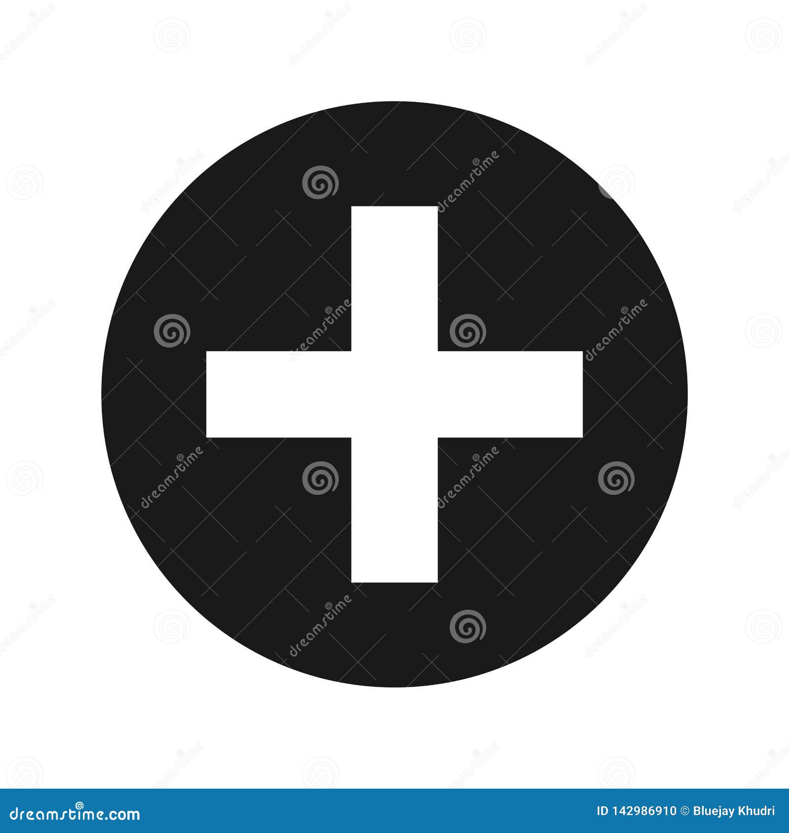 Plus Icon Flat Black Round Button Vector Illustration Stock Vector ...