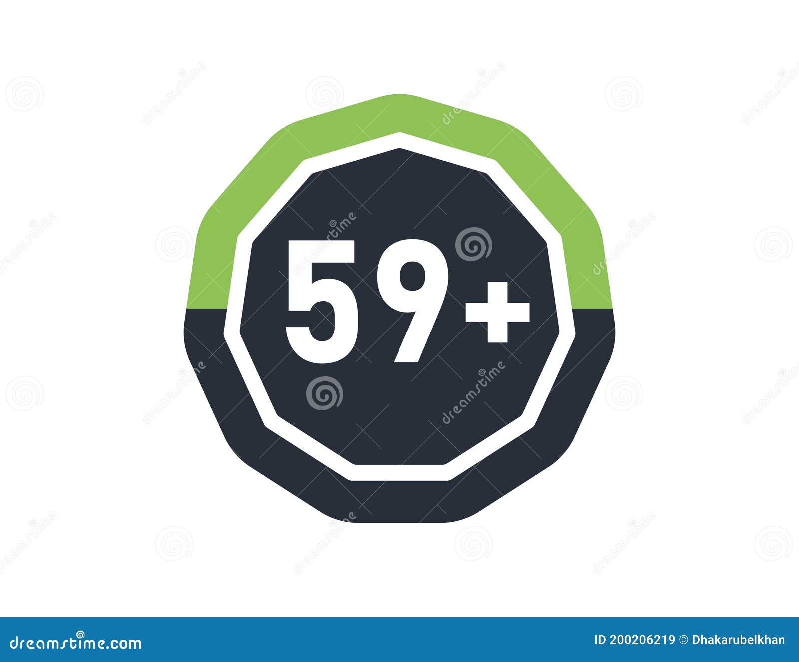 59 Plus Isolated on White Background. Number of 59 Plus Stock Vector