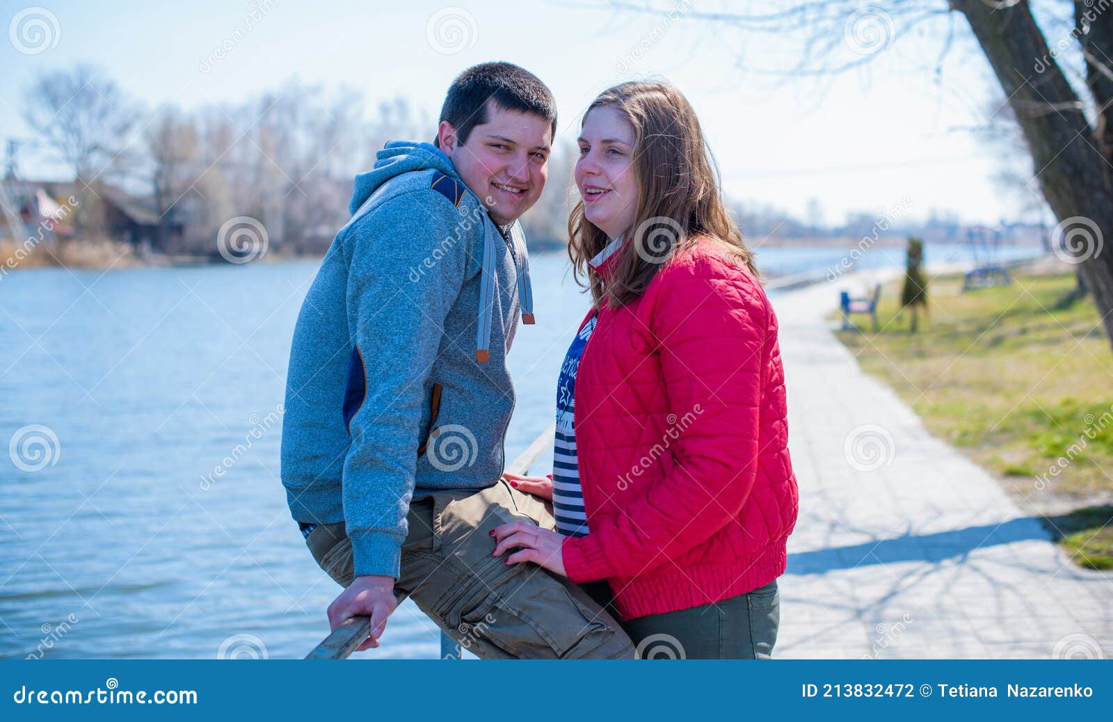 Happy Healthy Beautiful Plus Size Couple Stock Photo 1335534767