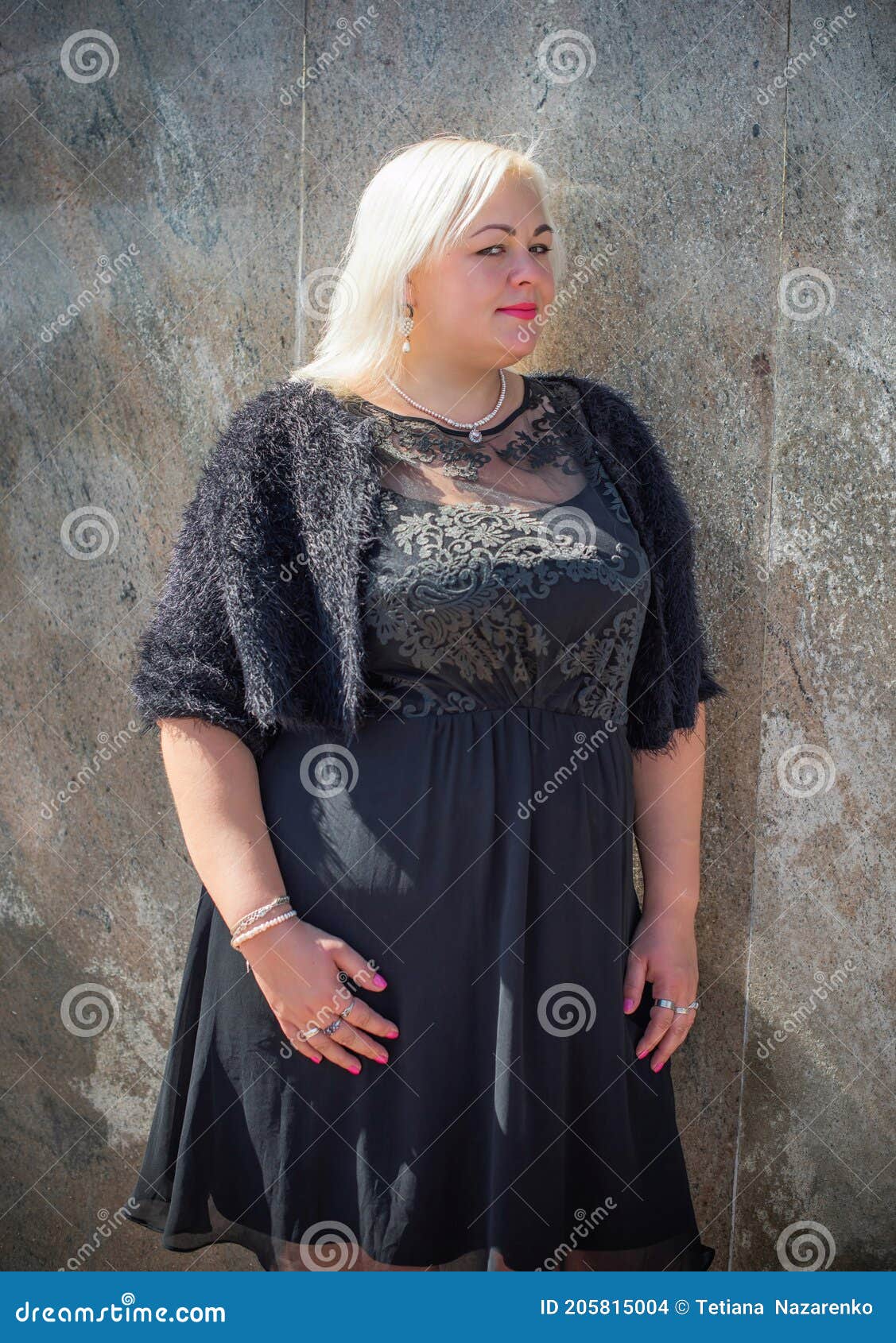 Plus Size European Lady at City, Lifestyle Chubby People Stock