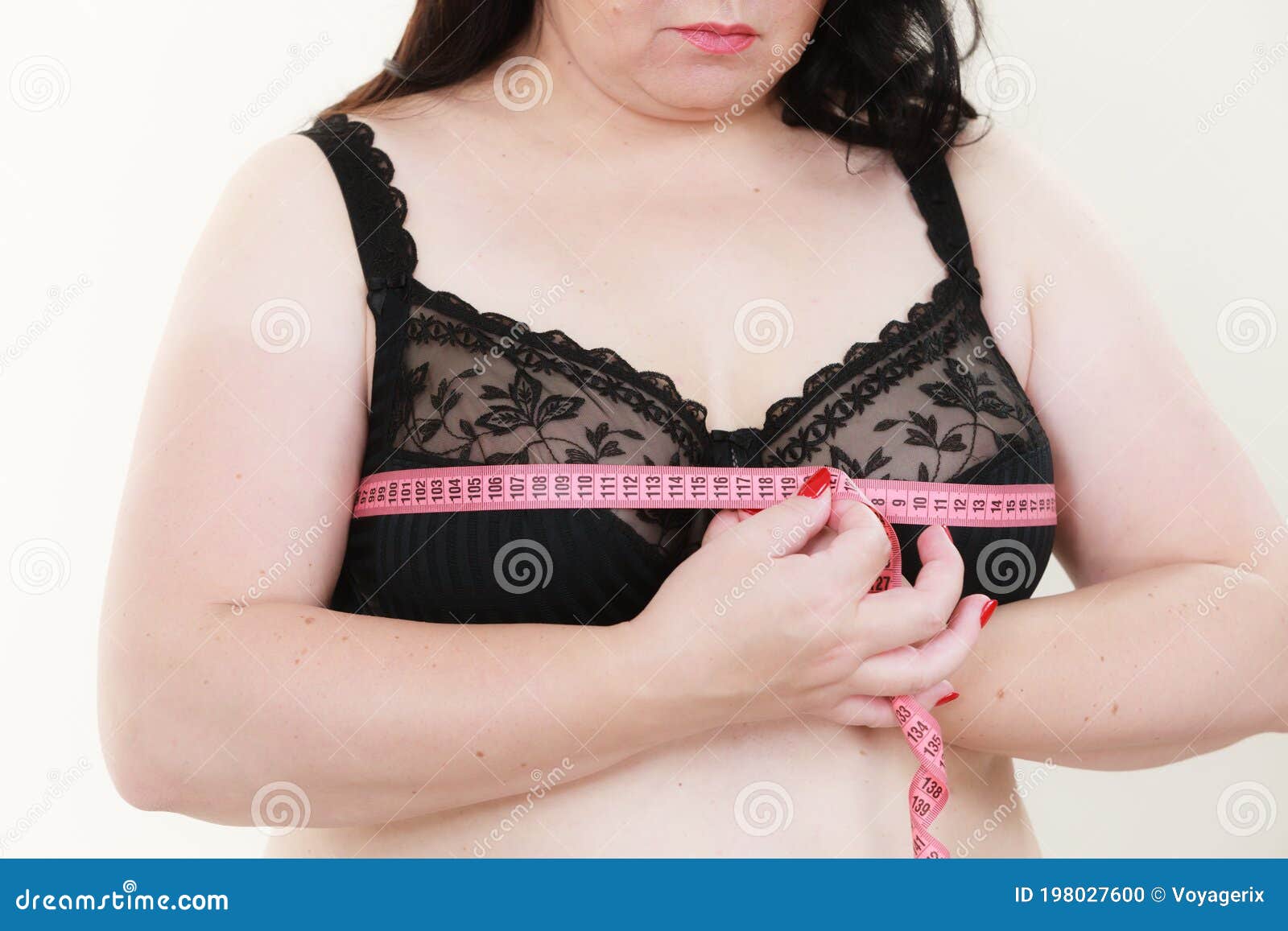 Woman Measuring Her Chest Breasts Bust Size Stock Photo - Image of bosom,  centimeter: 198027600