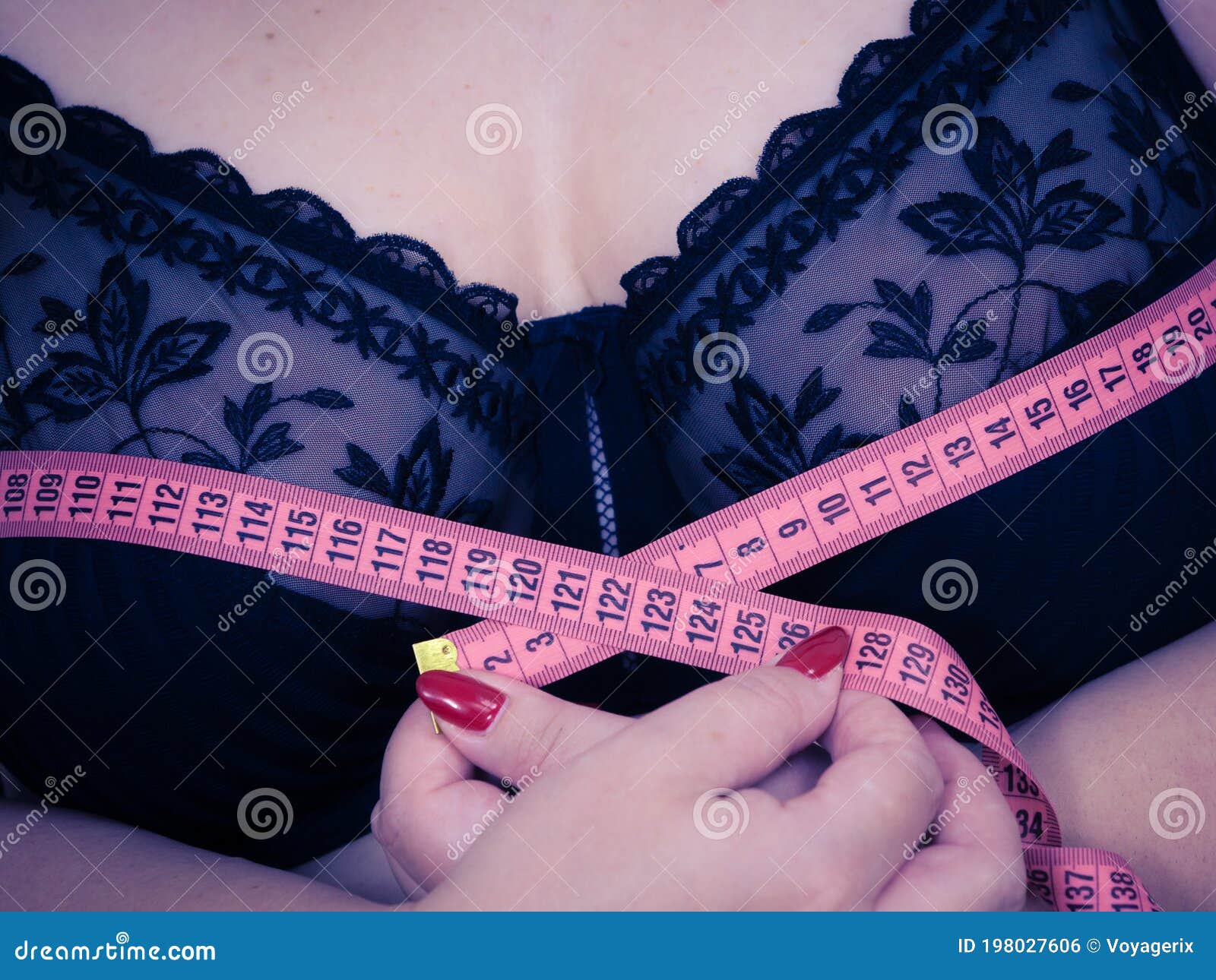 Woman Measuring Her Chest Breasts Bust Size Stock Photo - Image of  augmentation, overweight: 198027606