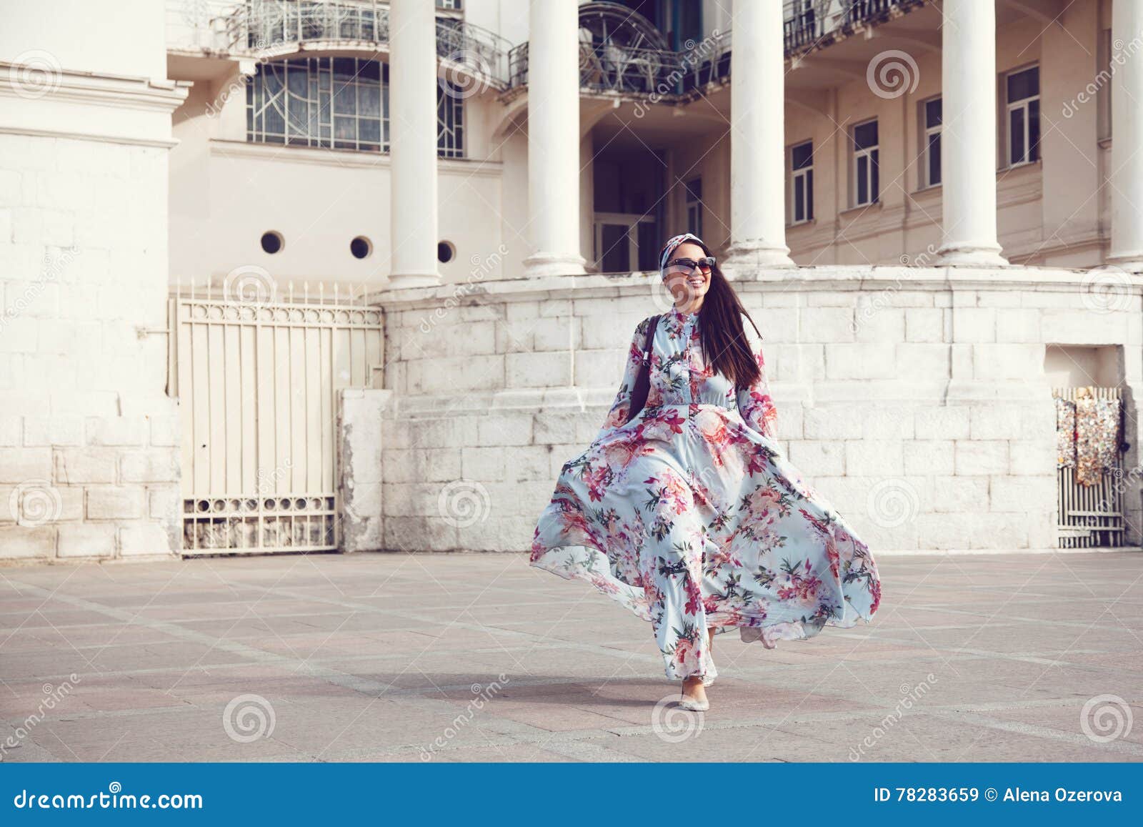 plus size model in floral dress