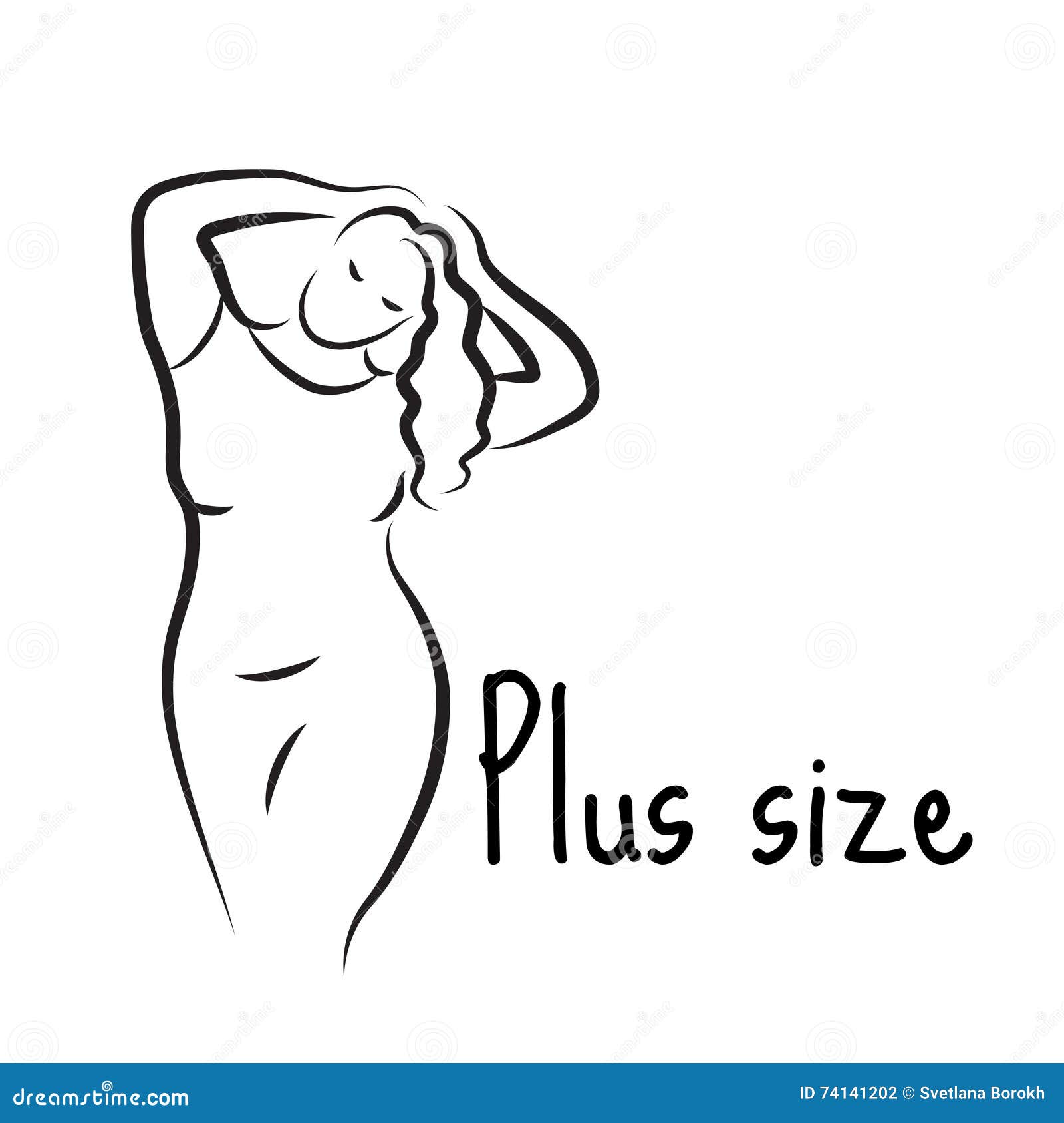 Plus Size Model Woman Sketch. Hand Drawing Style. Fashion Logo with  Overweight. Curvy Body Icon Design Stock Vector - Illustration of cute,  human: 74141202