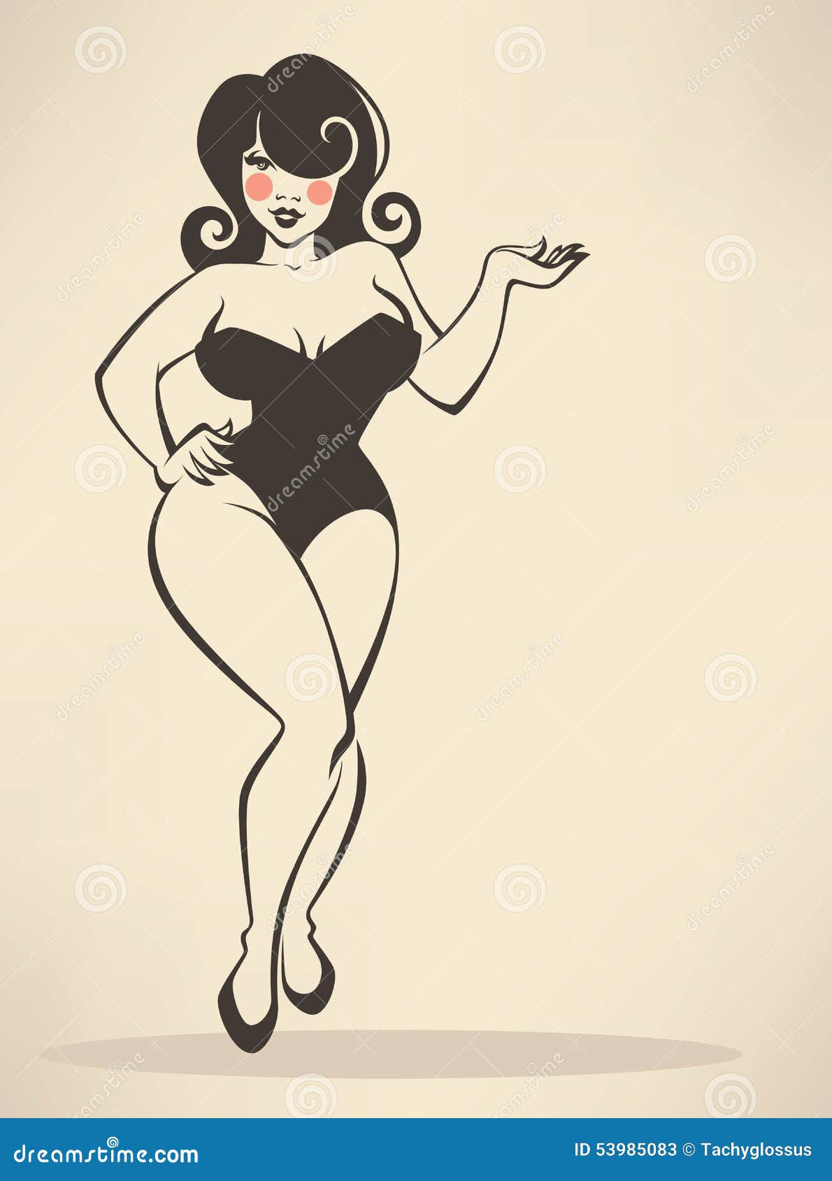 Plus size pin up girl stock vector. Illustration of cartoon - 53985083