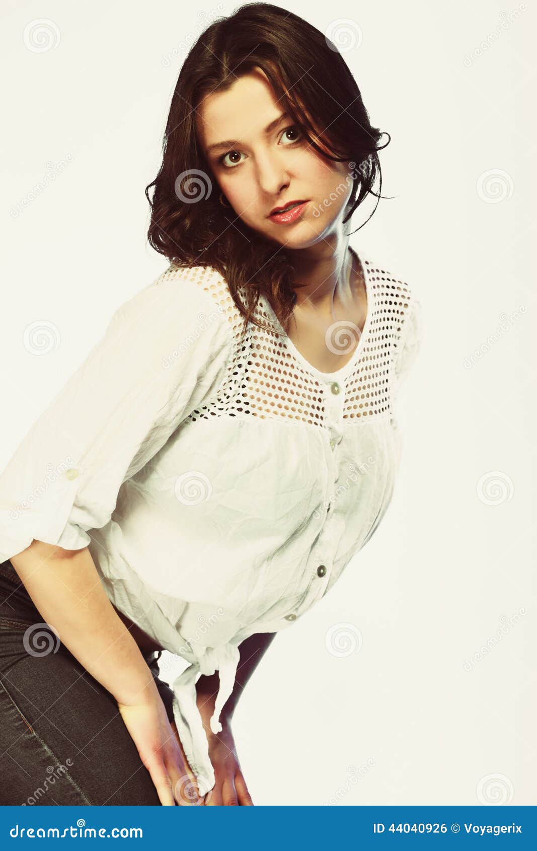 Plus Size Woman in Casual Clothes Posing in Studio Stock Photo - Image ...