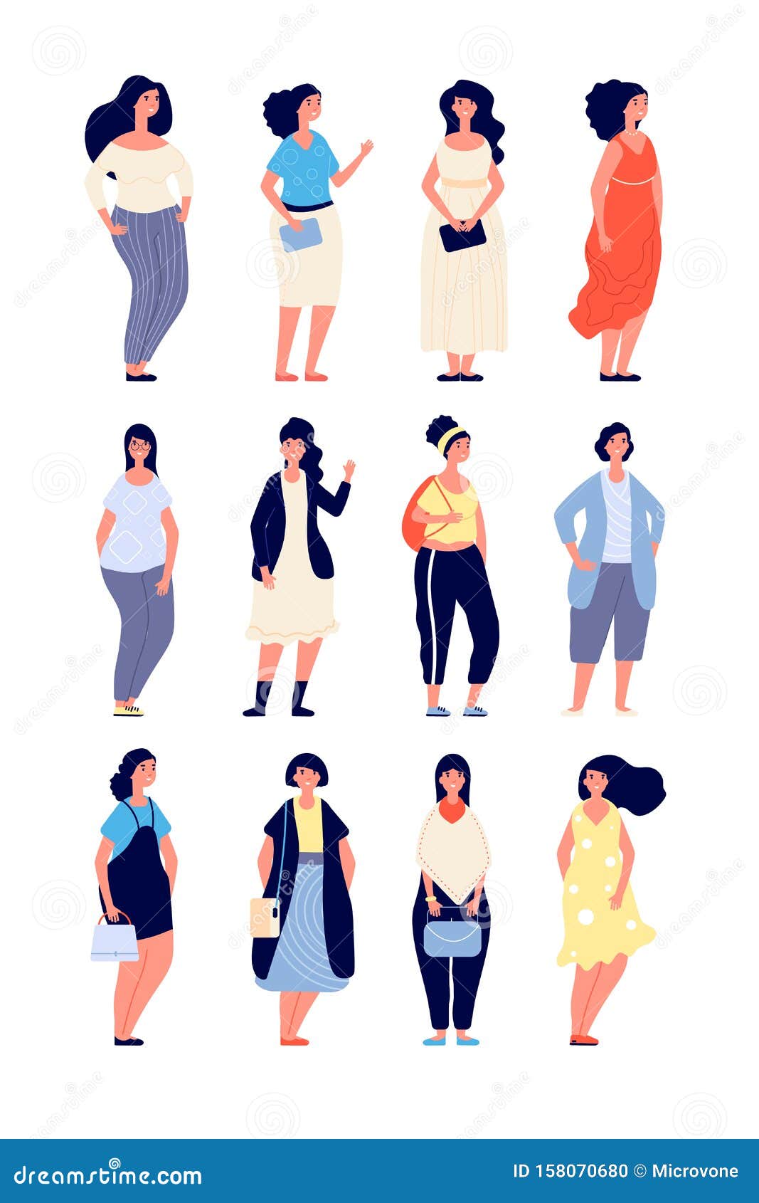Plus Size Women. Young Overweight Lady in Casual Fashion Clothes