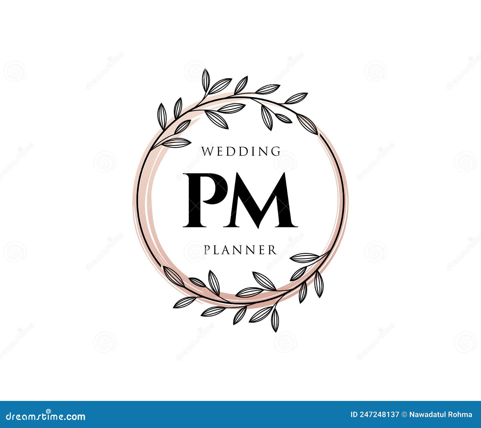PM Initials Letter Wedding Monogram Logos Collection, Hand Drawn
