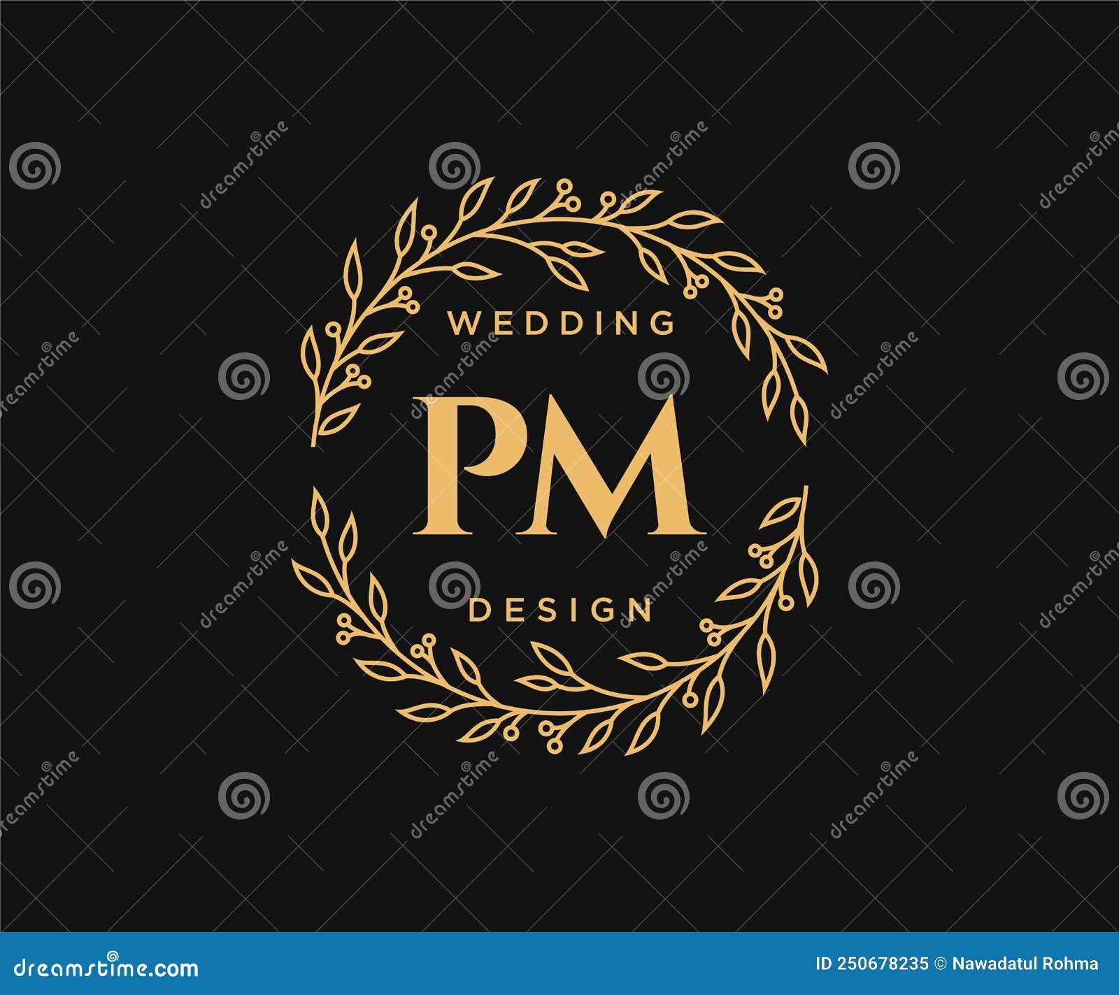 PM Initials letter Wedding monogram logos template, hand drawn