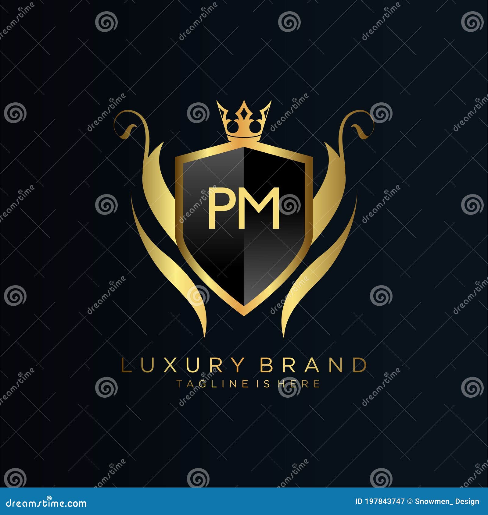 Initials letter pm creative shield design logo Vector Image