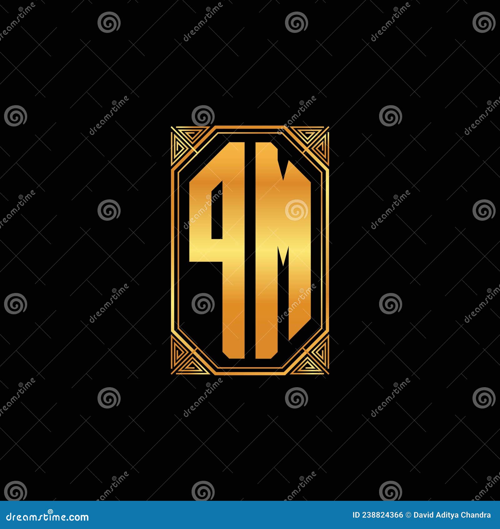 PM Letter Initial with Royal Wing Logo Template Stock Vector Image