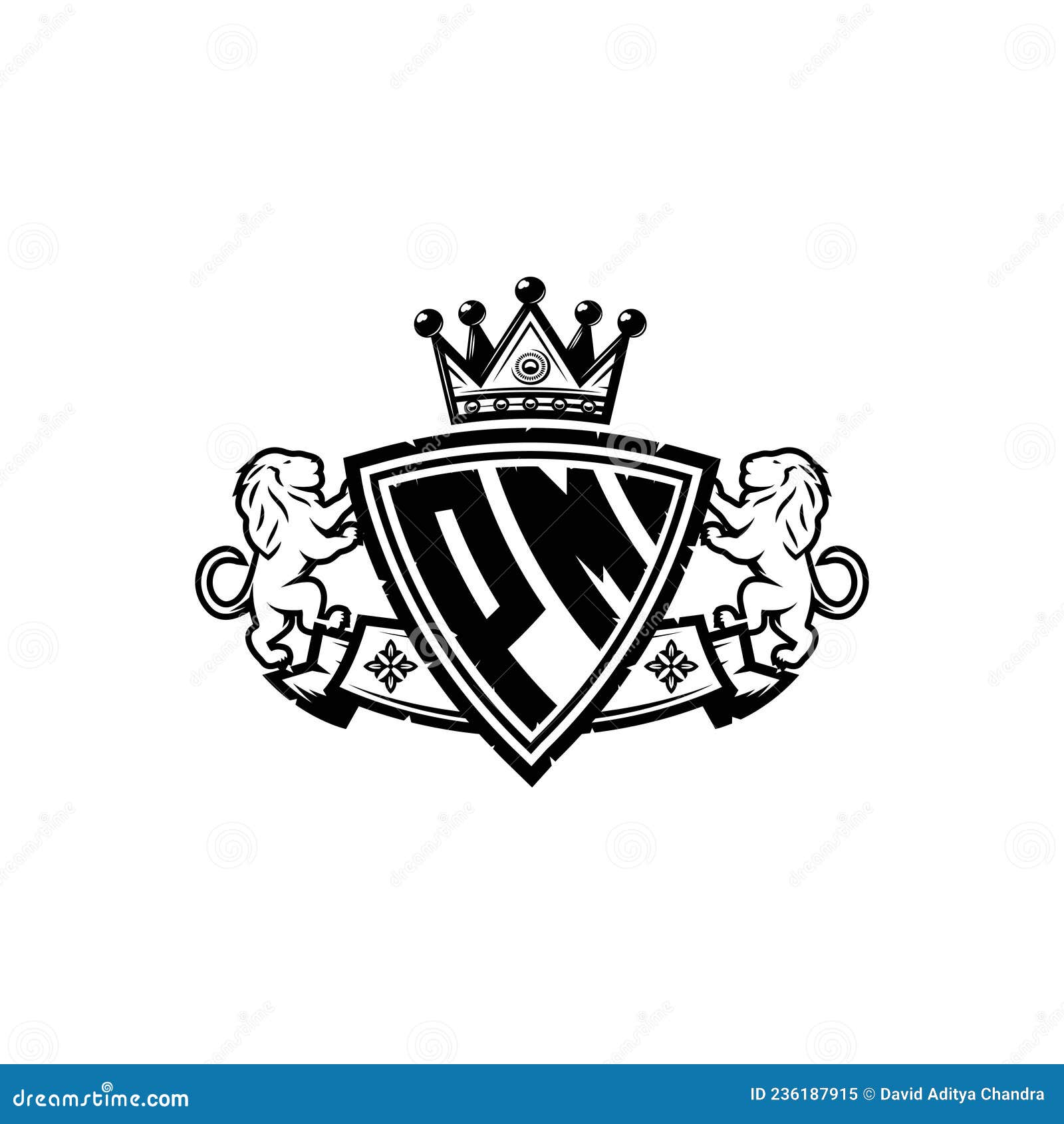 PM Logo Monogram Shield Crown Luxury Design Stock Vector