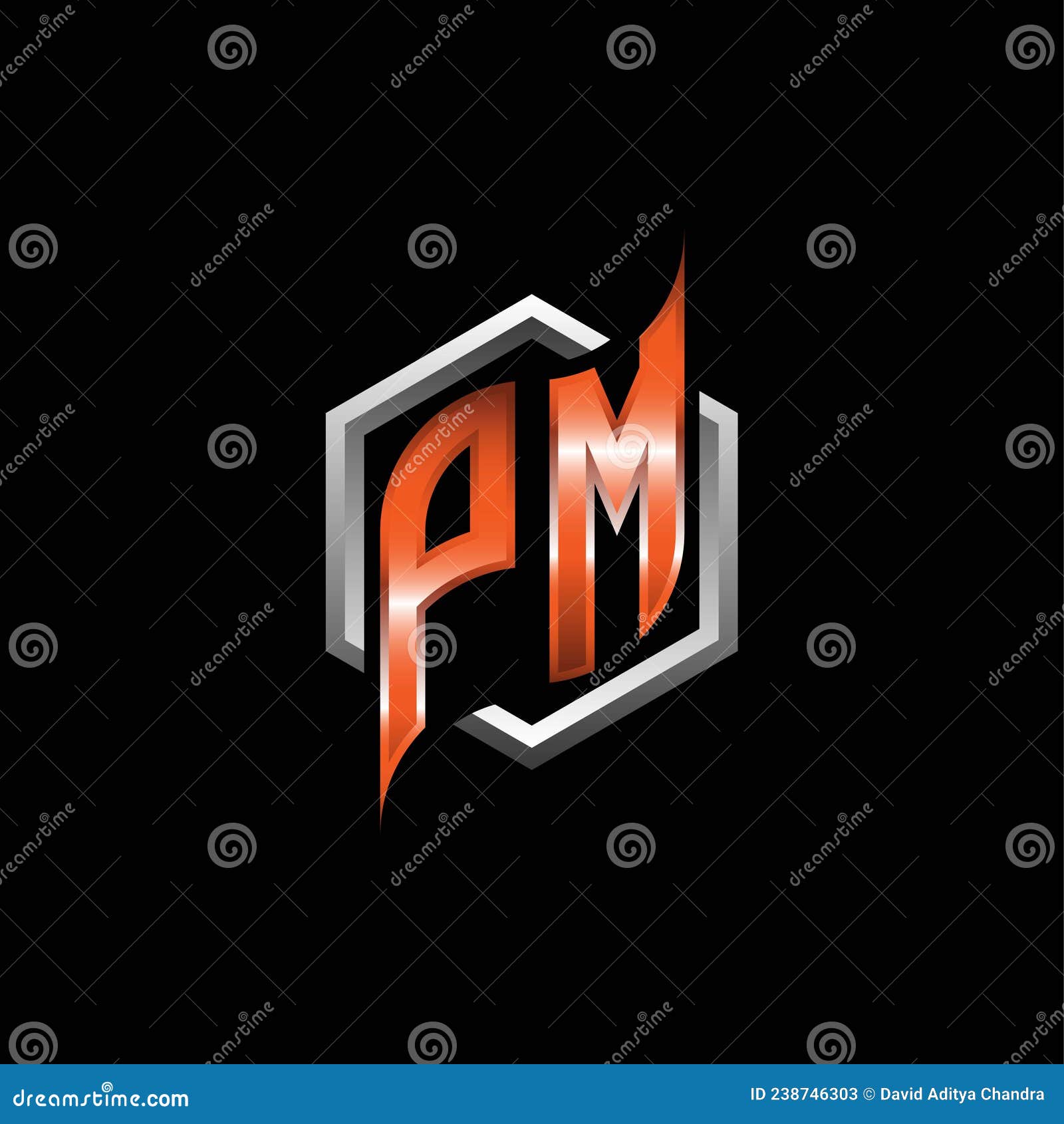 Pm monogram logo with square rotate style outline Vector Image