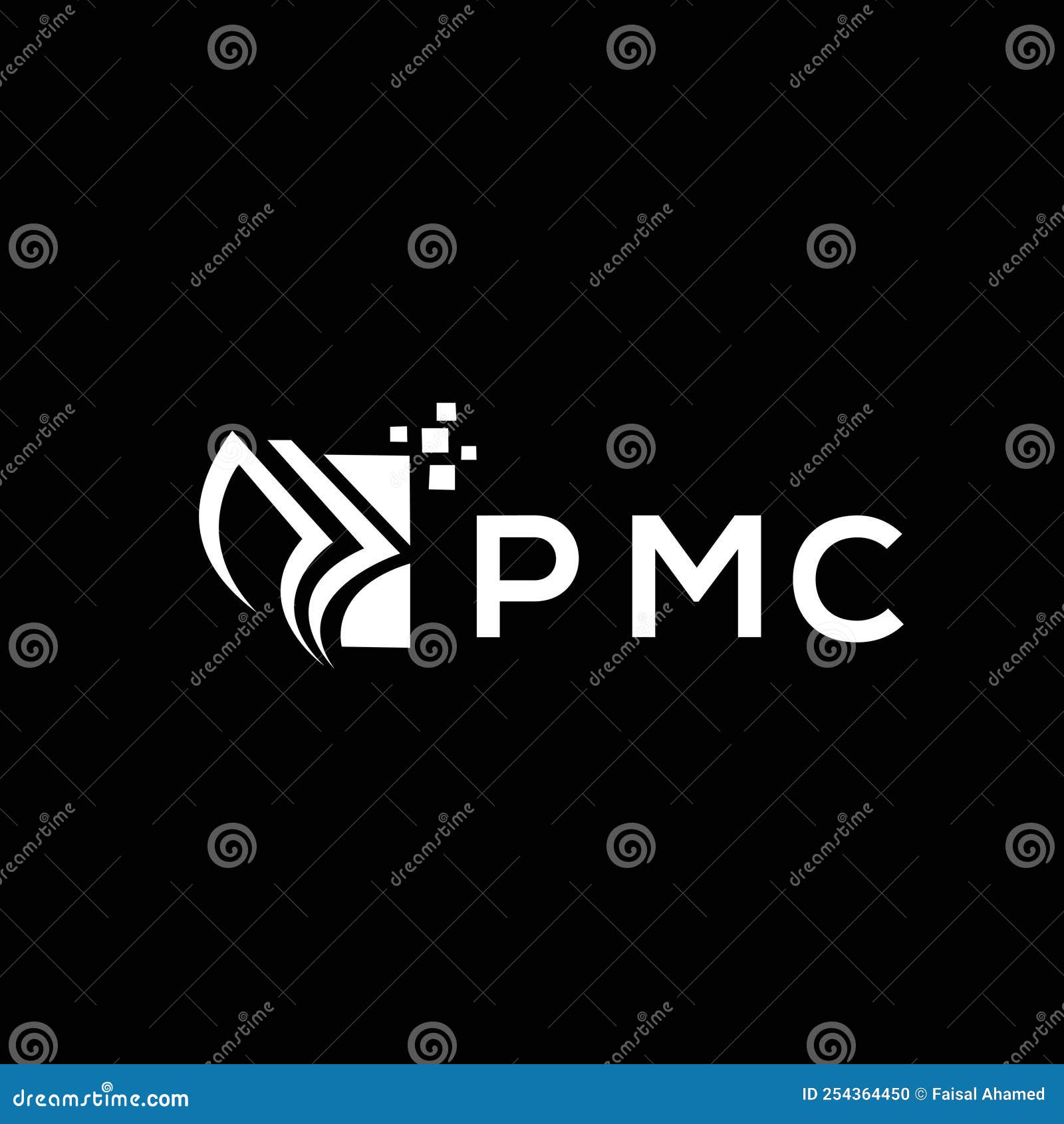 pmc credit repair accounting logo  on black background. pmc creative initials growth graph letter logo concept. pmc business