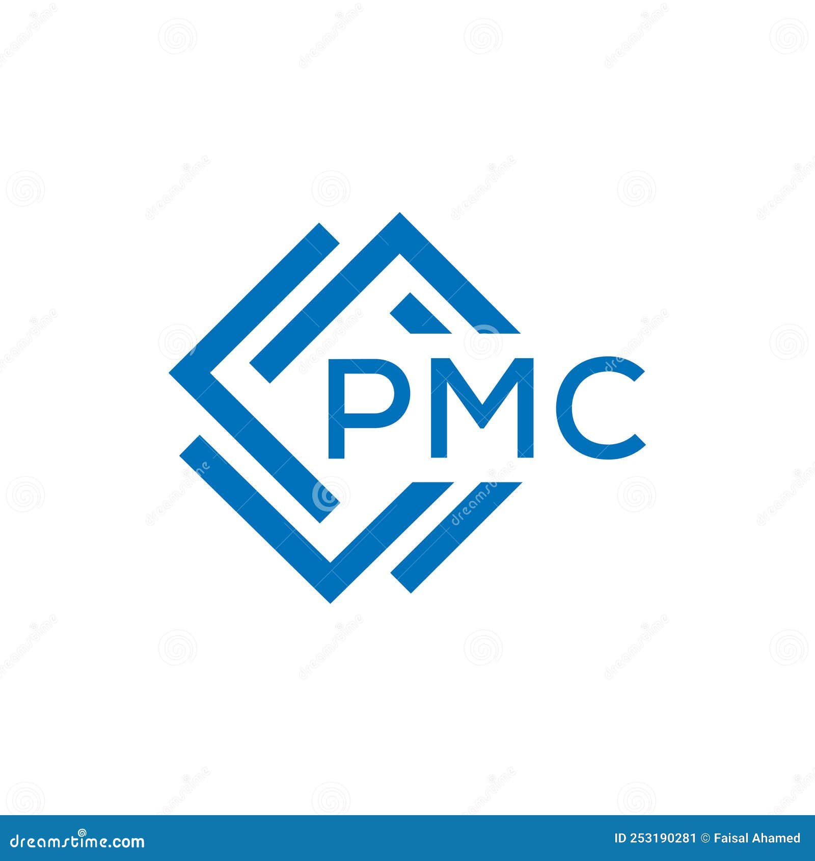 pmc letter logo  on white background. pmc creative circle letter logo