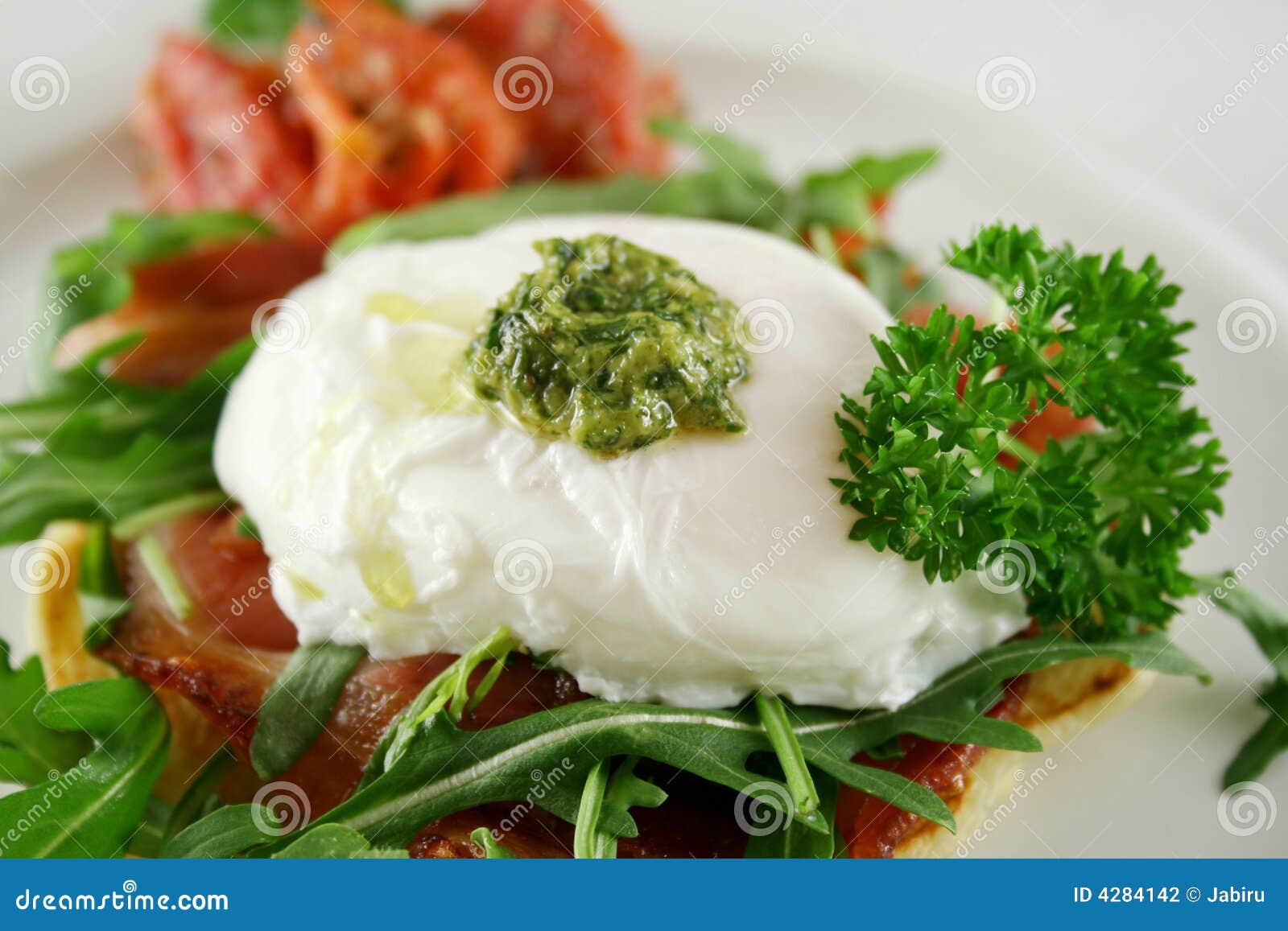 Poached Egg Pesto 6 stock photo. Image of bacon, calorie 4284142