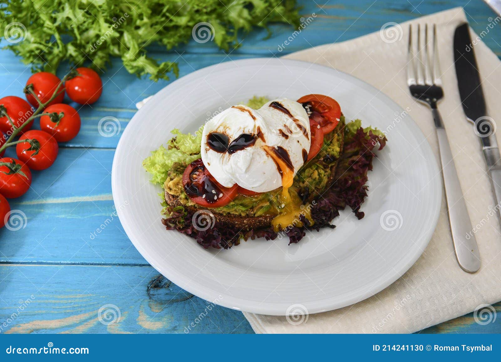 Poached Eggs with Herbs and Vegetables Stock Photo Image of breakfast