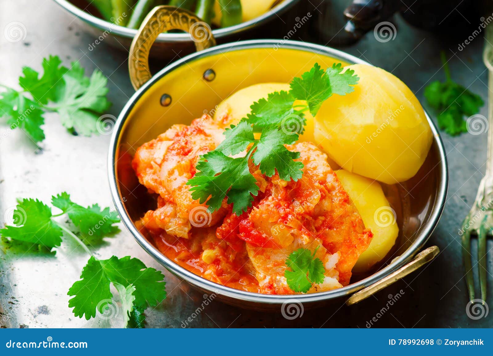 Poached Fish in Tomato Sauce Stock Photo Image of vegetables, plate 78992698
