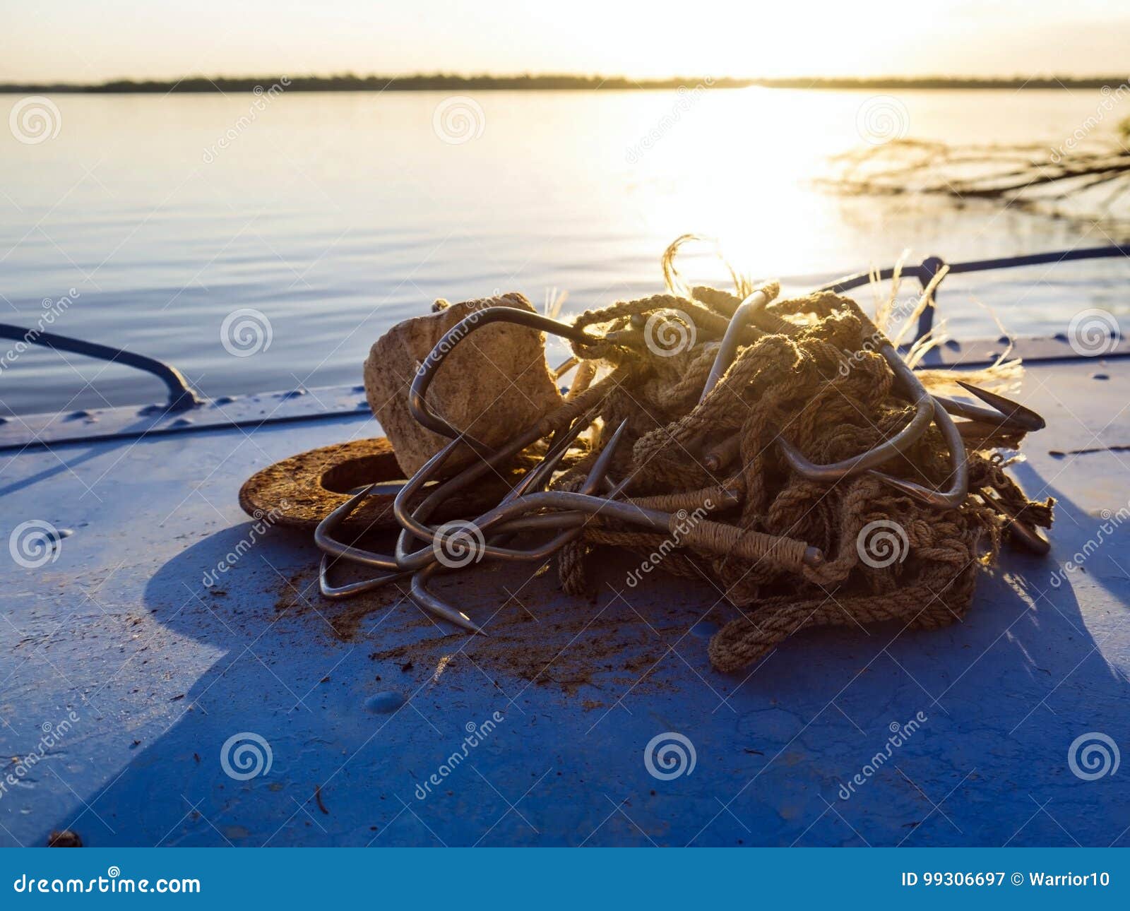 Poaching Equipment in a Boat Stock Image Image of sunset, hooks 99306697