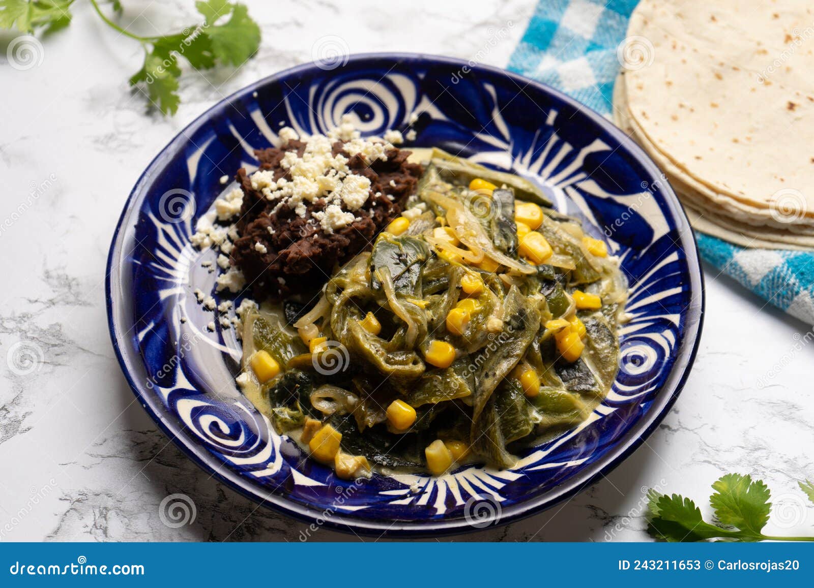 Poblano Pepper Rajas with Cream Sauce. Mexican Food Stock Image - Image ...