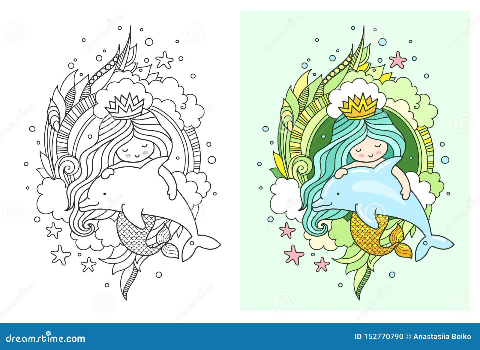 Poca Sirena Del Kawaii Con El Delf N Personajes De Dibujos