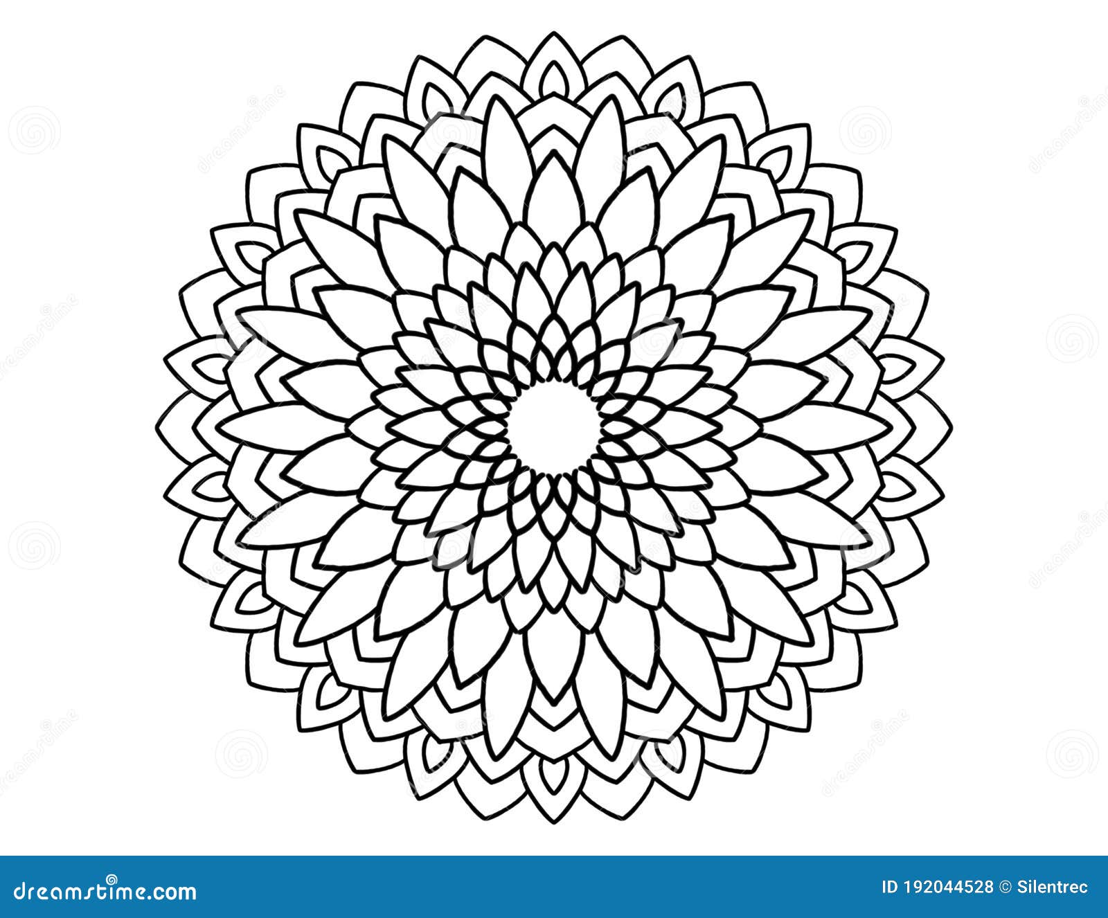 Fleur De Mandala Avec Le Petit Ombrage Au Centre Et Le Long Du Bord De La  Page De Coloration Zen De Pétales Pour Les Petits Et Les Illustration de  Vecteur - Illustration