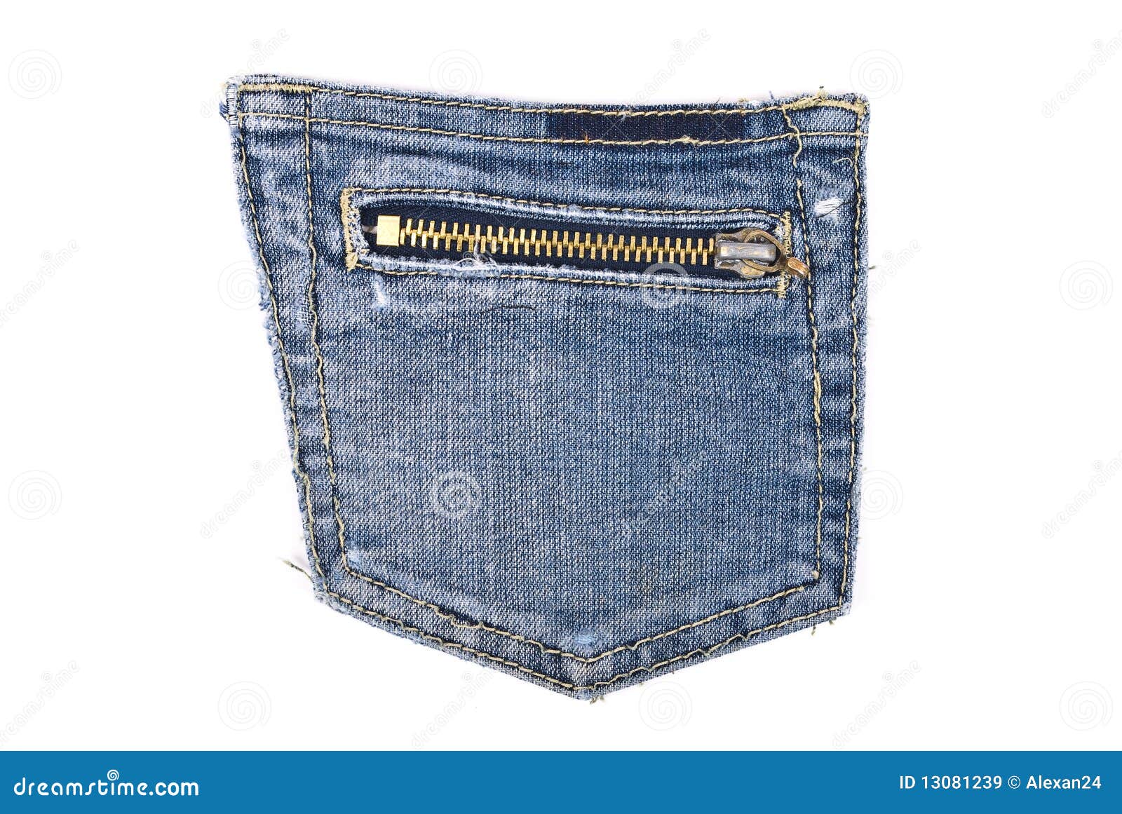 Pocket Blue Jeans with Zipper Stock Image Image of button, rivet