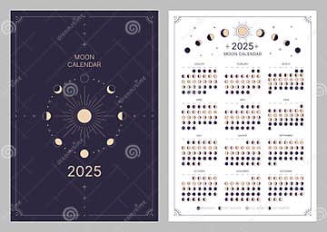 Pocket Calendar of Moon Phase for 2025 Stock Vector - Illustration of ...