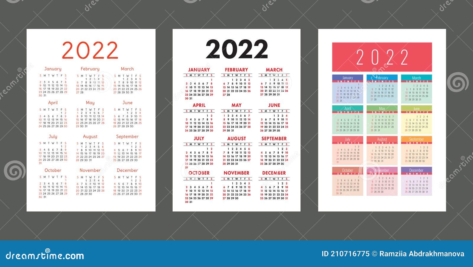 Pocket Calendar 2022 Pocket Calendar 2022 Year. Portrait Orientation. English Colorful Vector  Set. Vertical Template. Design Collection. Week Starts On Stock Vector -  Illustration Of Template, Multicolor: 210716775