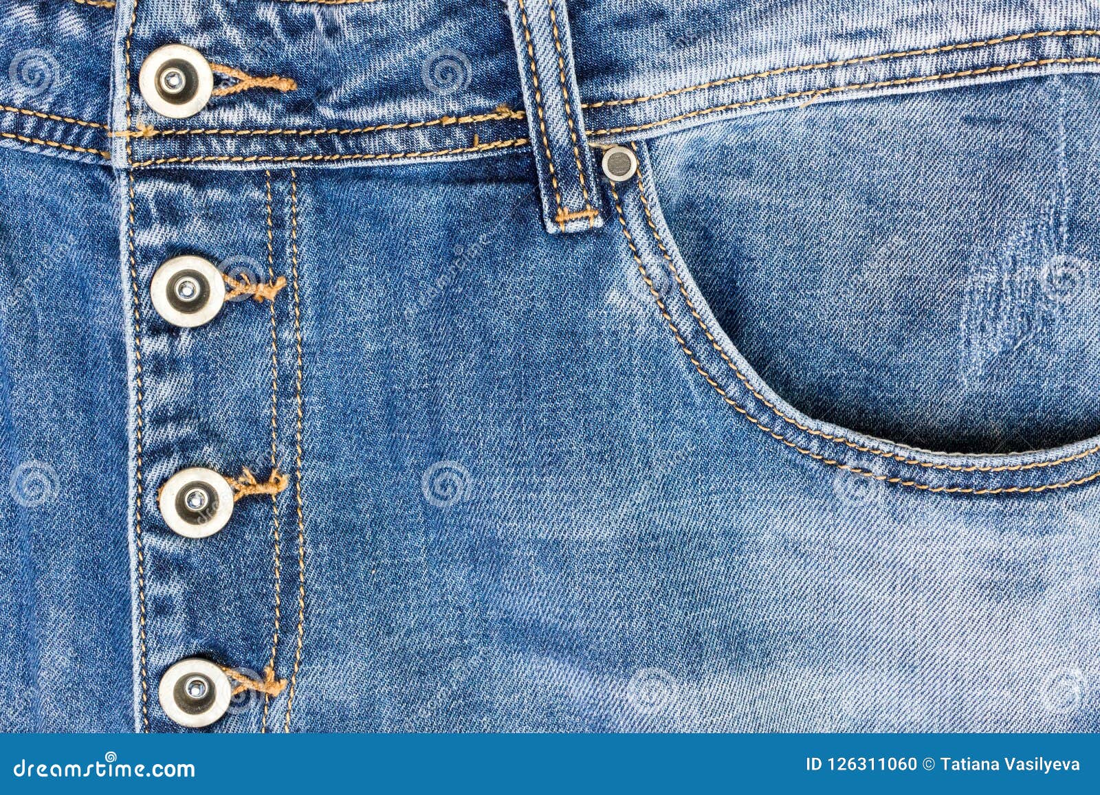 Pocket of Jeans, Clasp Jeans for Metal Buttons Stock Photo - Image of ...