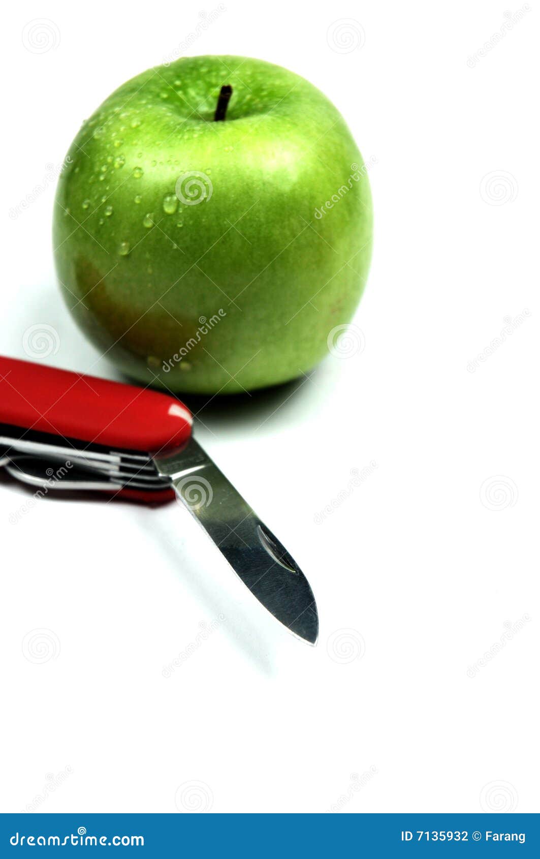 Pocket knife and apple stock photo. Image of peel, fruit 7135932